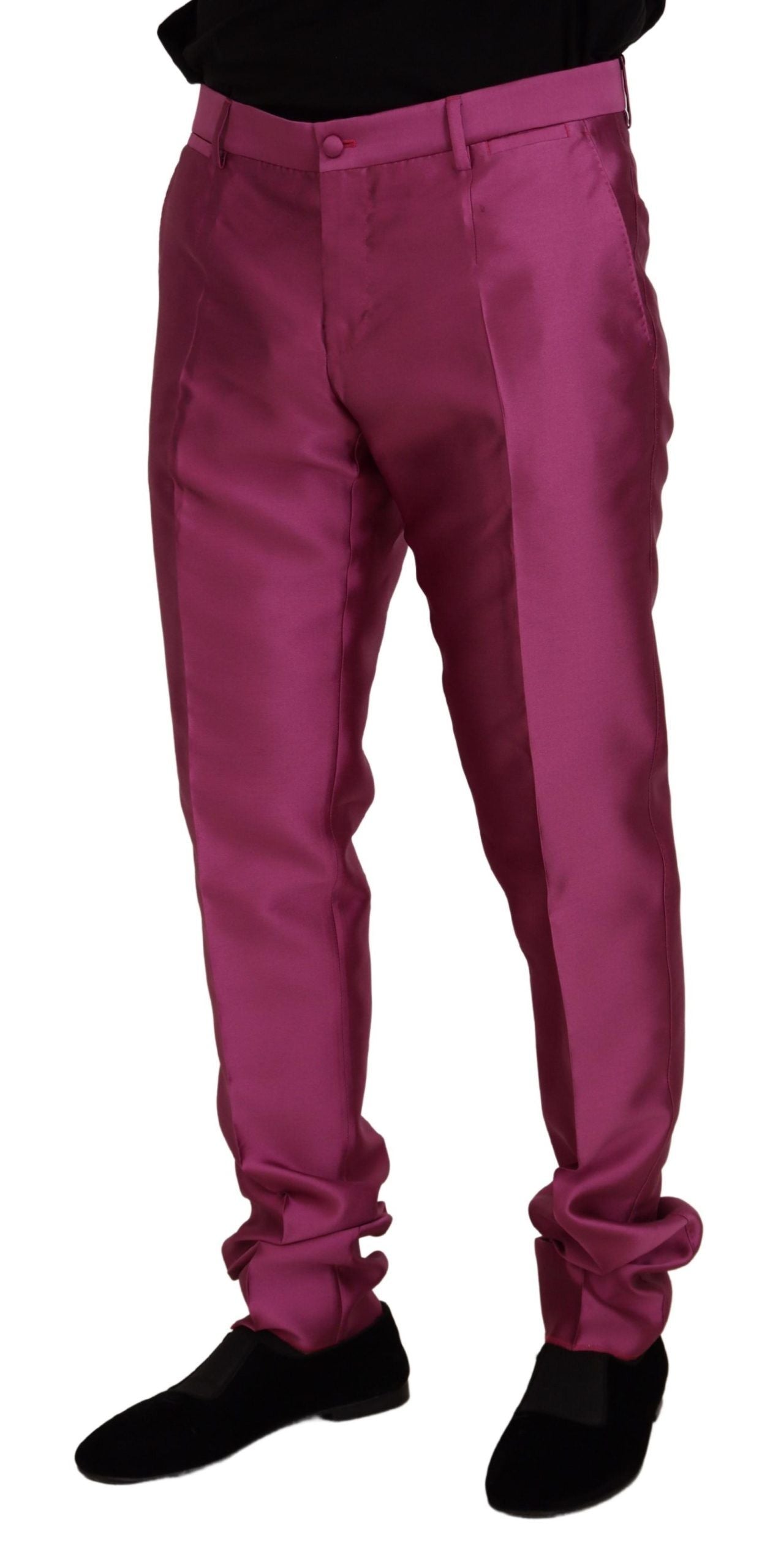 Dolce &amp; Gabbana – Elegante, schmal geschnittene Anzughose in Pink