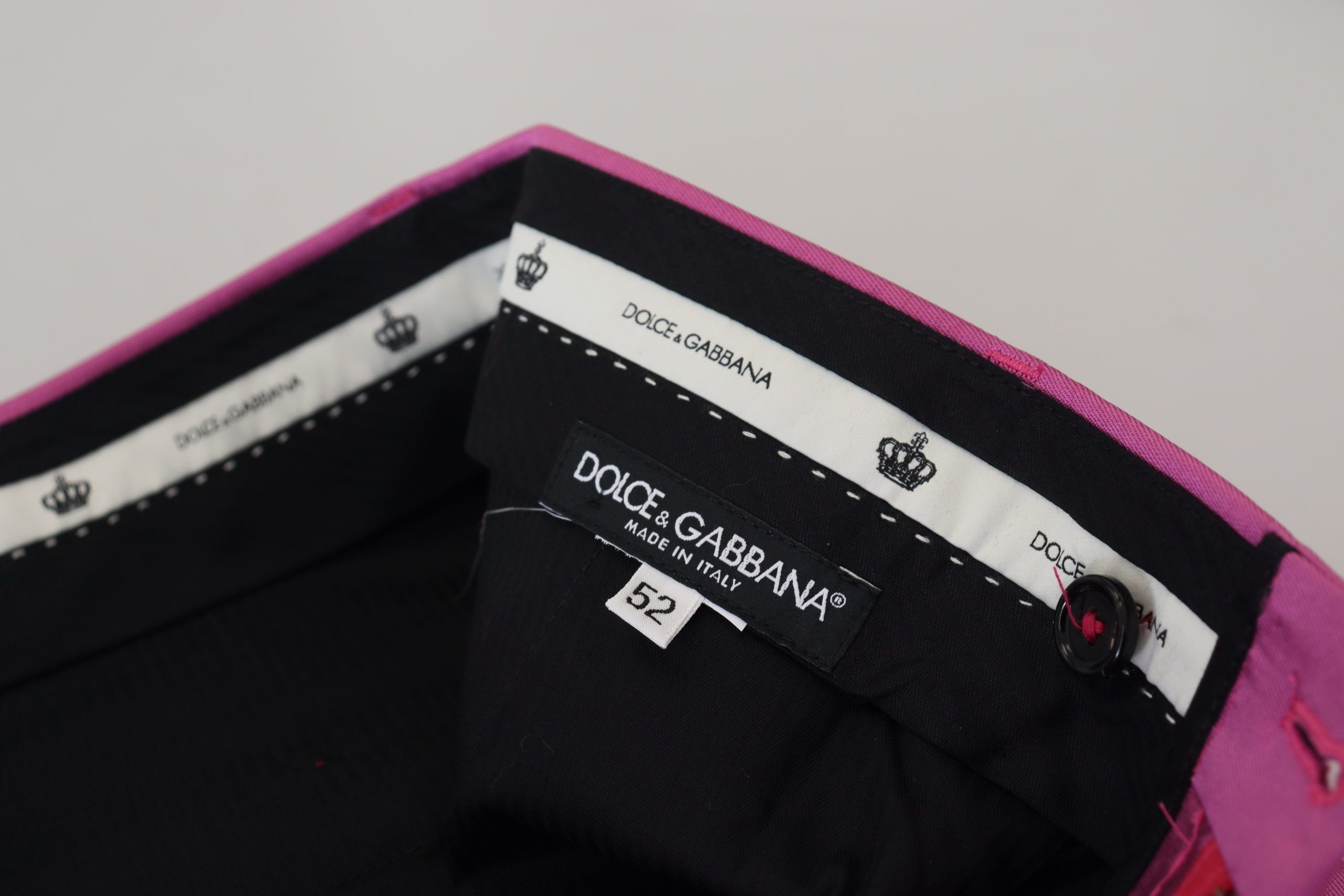 Dolce &amp; Gabbana – Elegante, schmal geschnittene Anzughose in Pink
