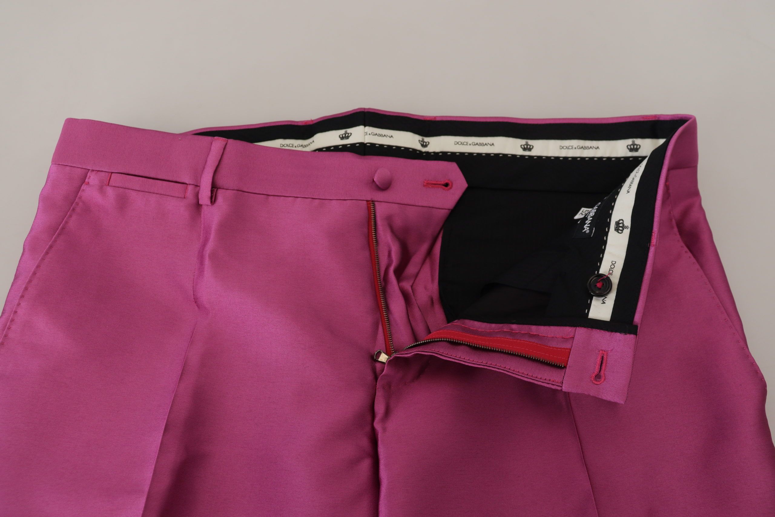 Dolce &amp; Gabbana – Elegante, schmal geschnittene Anzughose in Pink