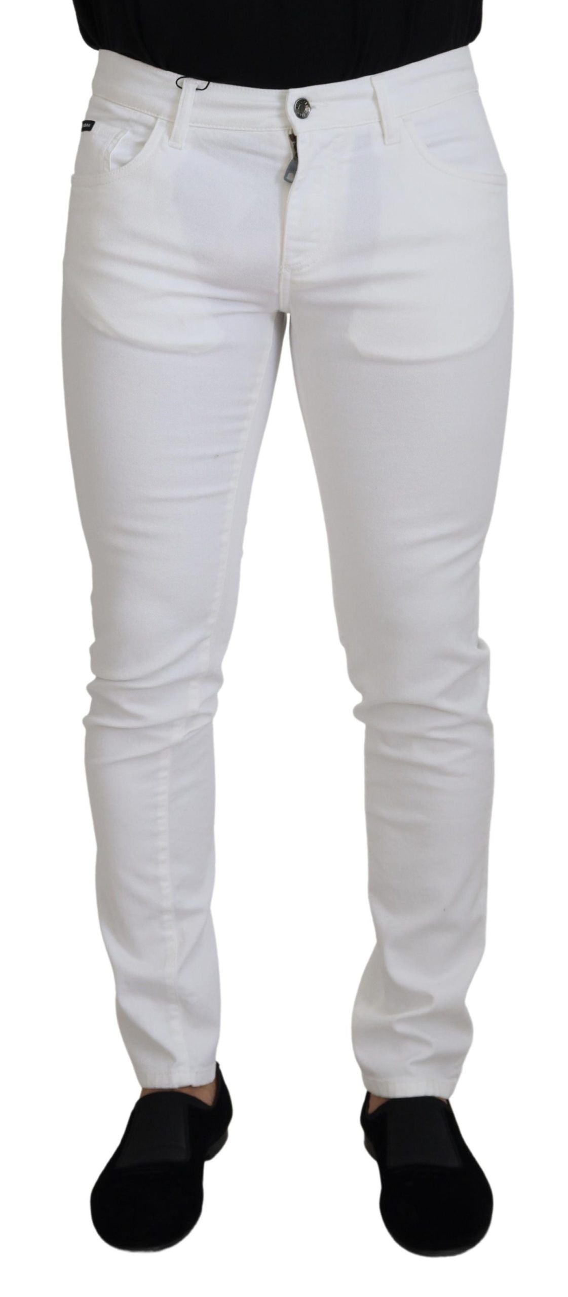 Dolce &amp; Gabbana Elegante Slim Fit-Röhrenjeans in Weiß