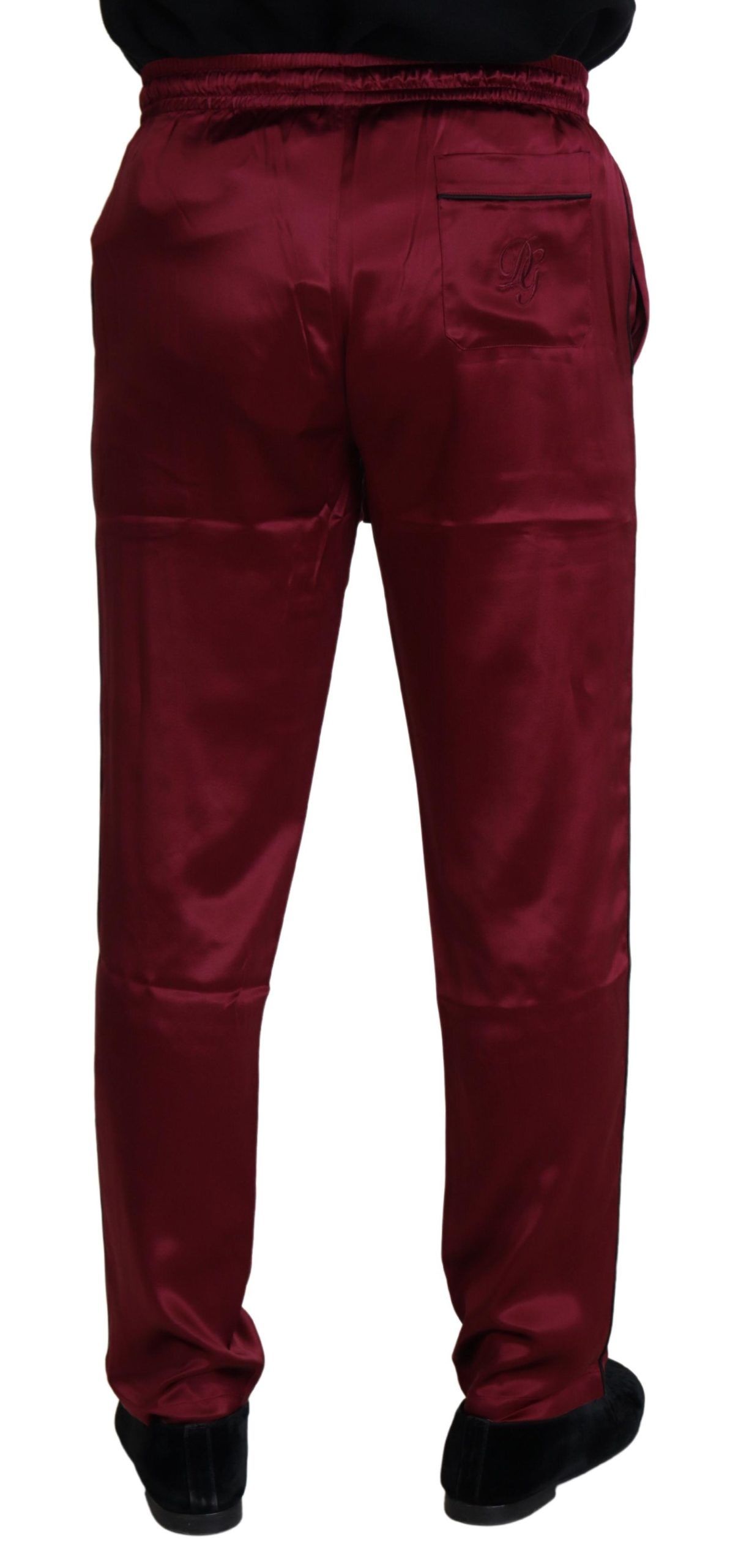 Dolce &amp; Gabbana – Loungehose aus Seide in Bordeaux