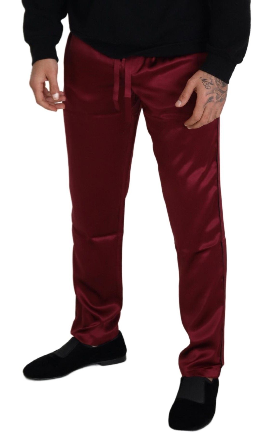 Dolce &amp; Gabbana – Loungehose aus Seide in Bordeaux