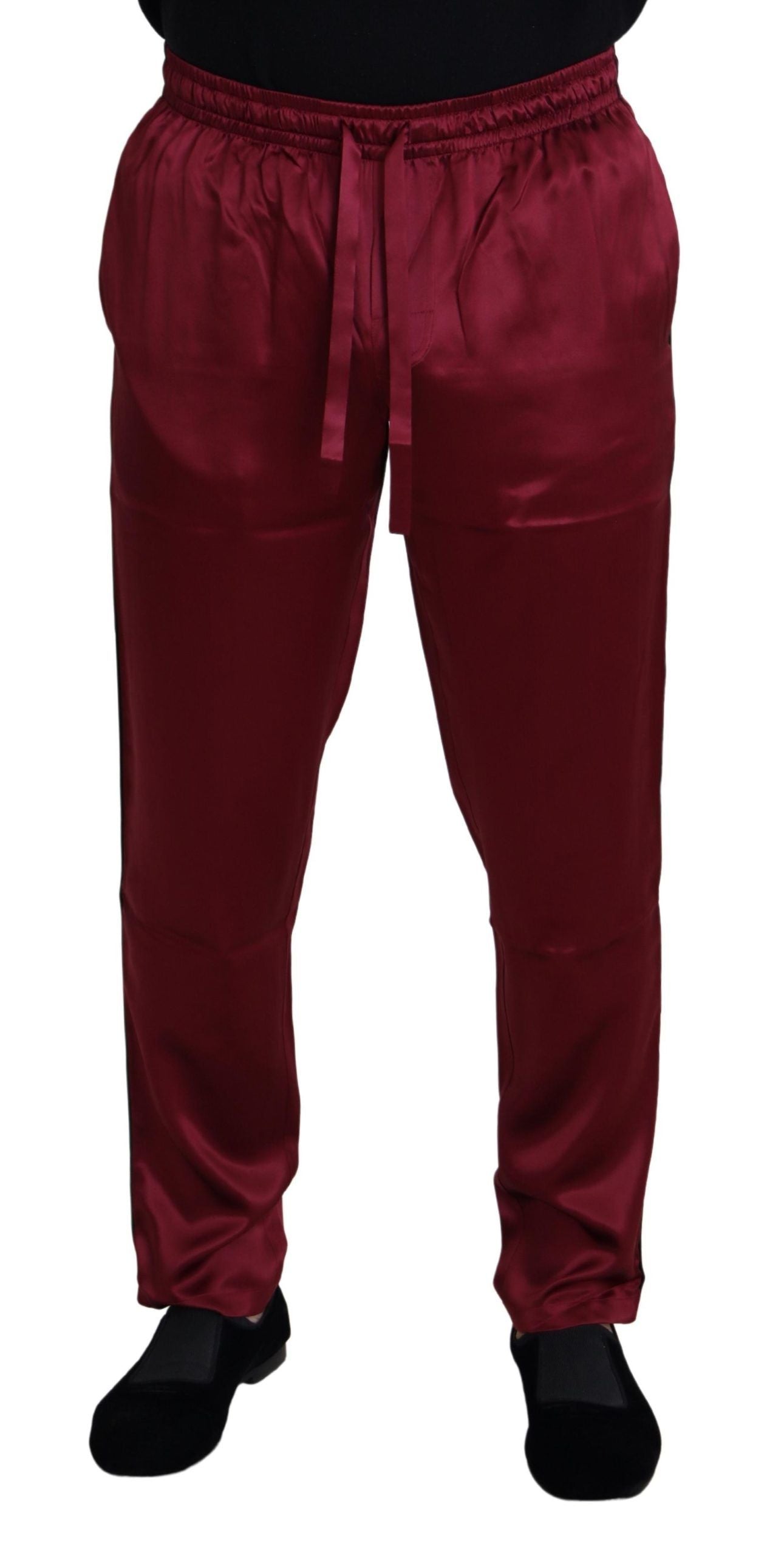Dolce &amp; Gabbana – Loungehose aus Seide in Bordeaux