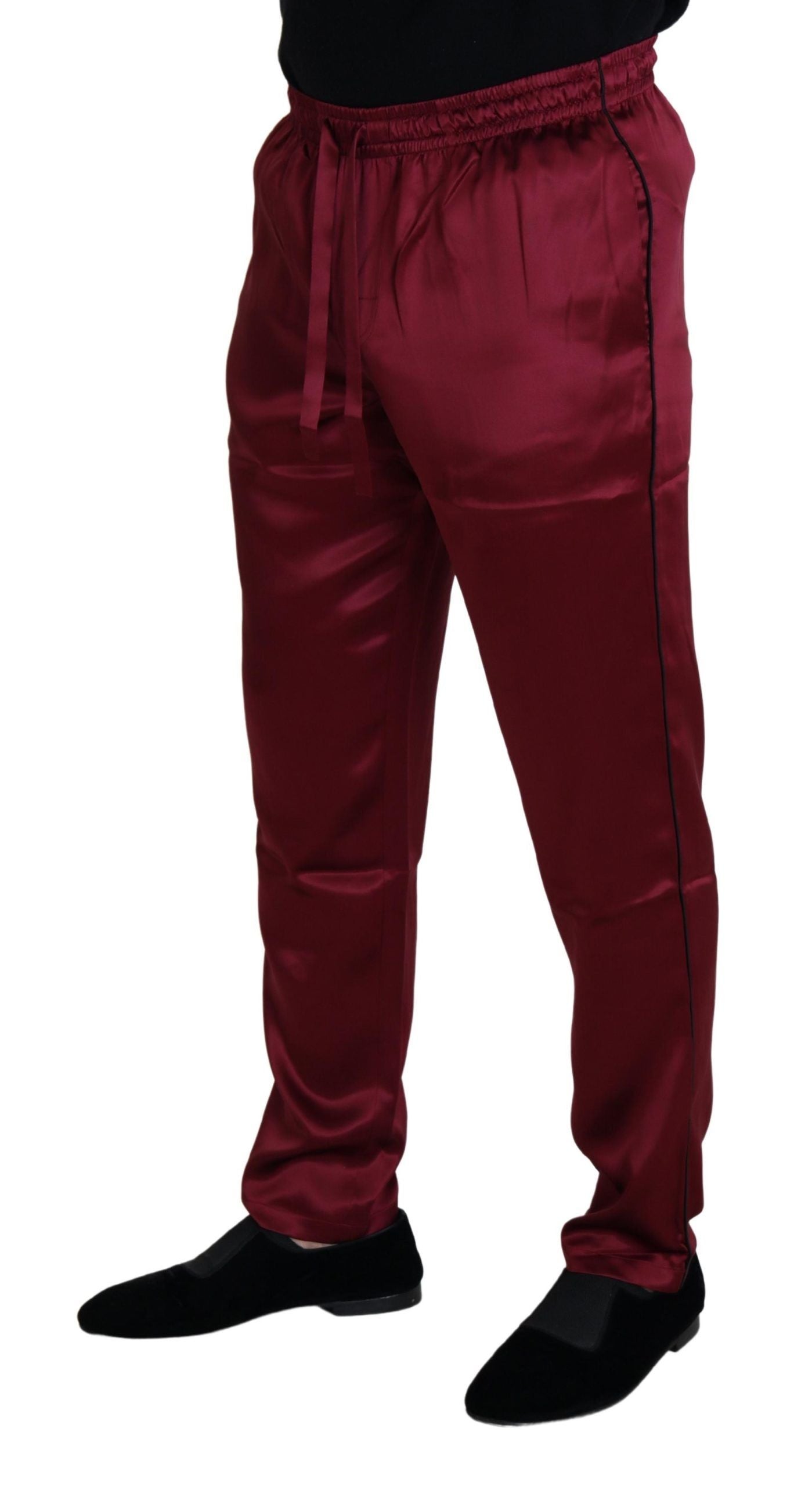Dolce &amp; Gabbana – Loungehose aus Seide in Bordeaux