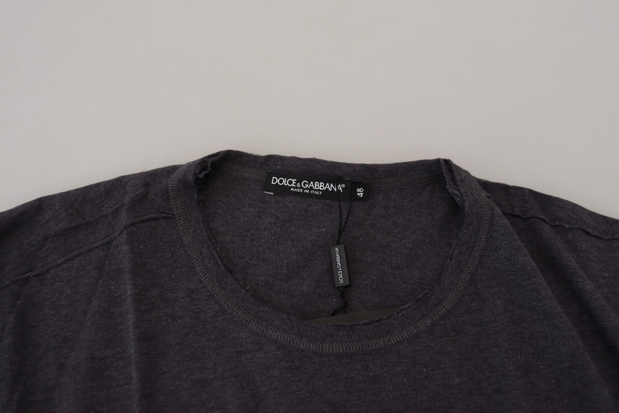 Dolce &amp; Gabbana – Elegantes T-Shirt mit Rundhalsausschnitt und grauem Motiv