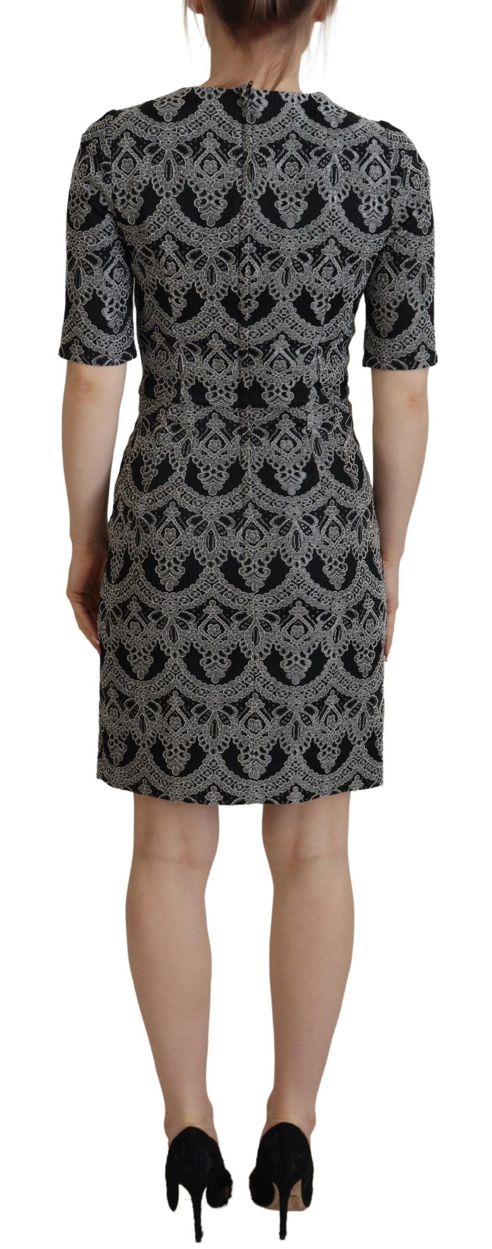Rochie elegantă Dolce &amp; Gabbana, model jacquard, mulată, tip mânecă scurtă