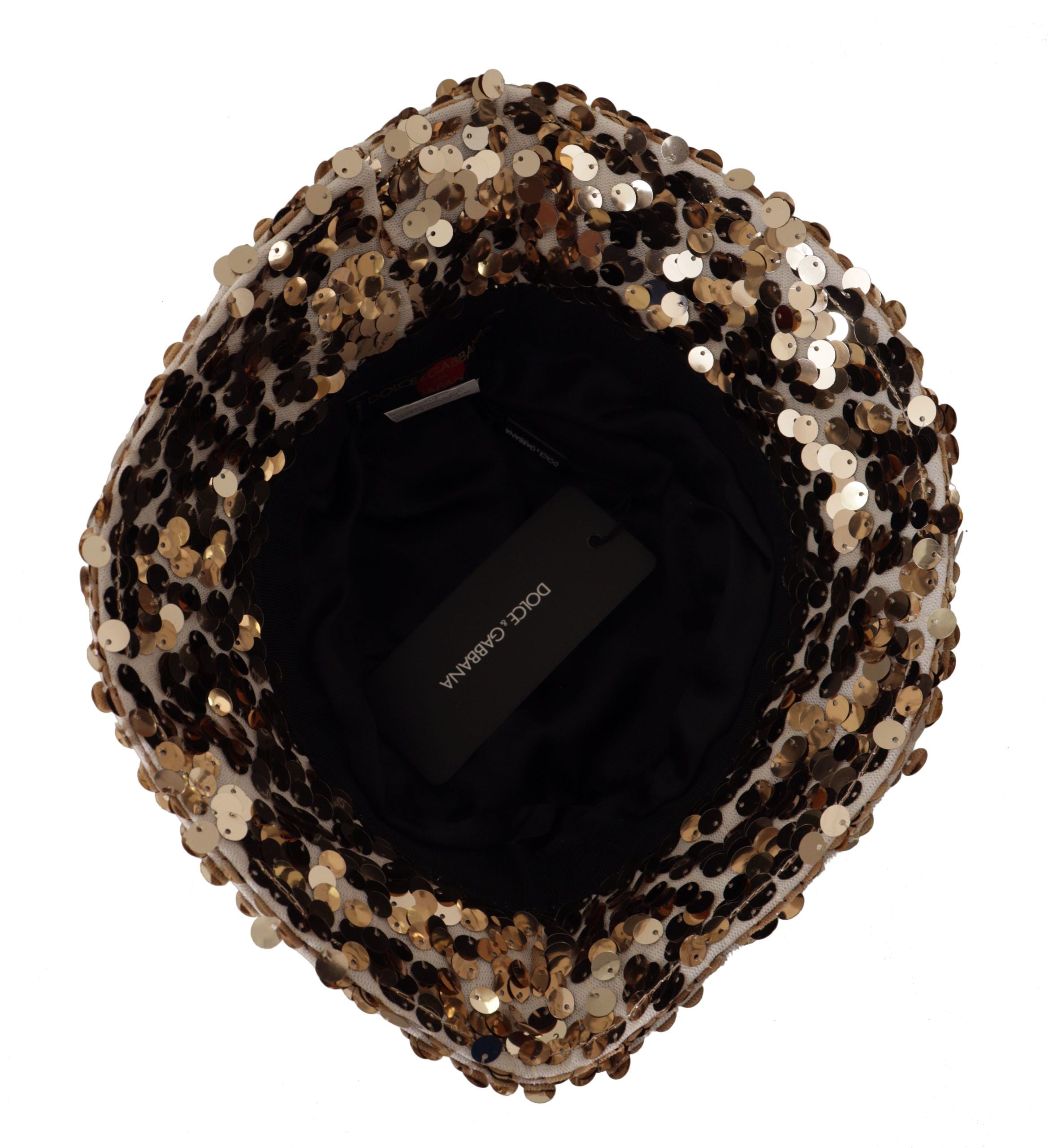Dolce &amp; Gabbana – Eleganter, mit Pailletten besetzter goldener Fischerhut