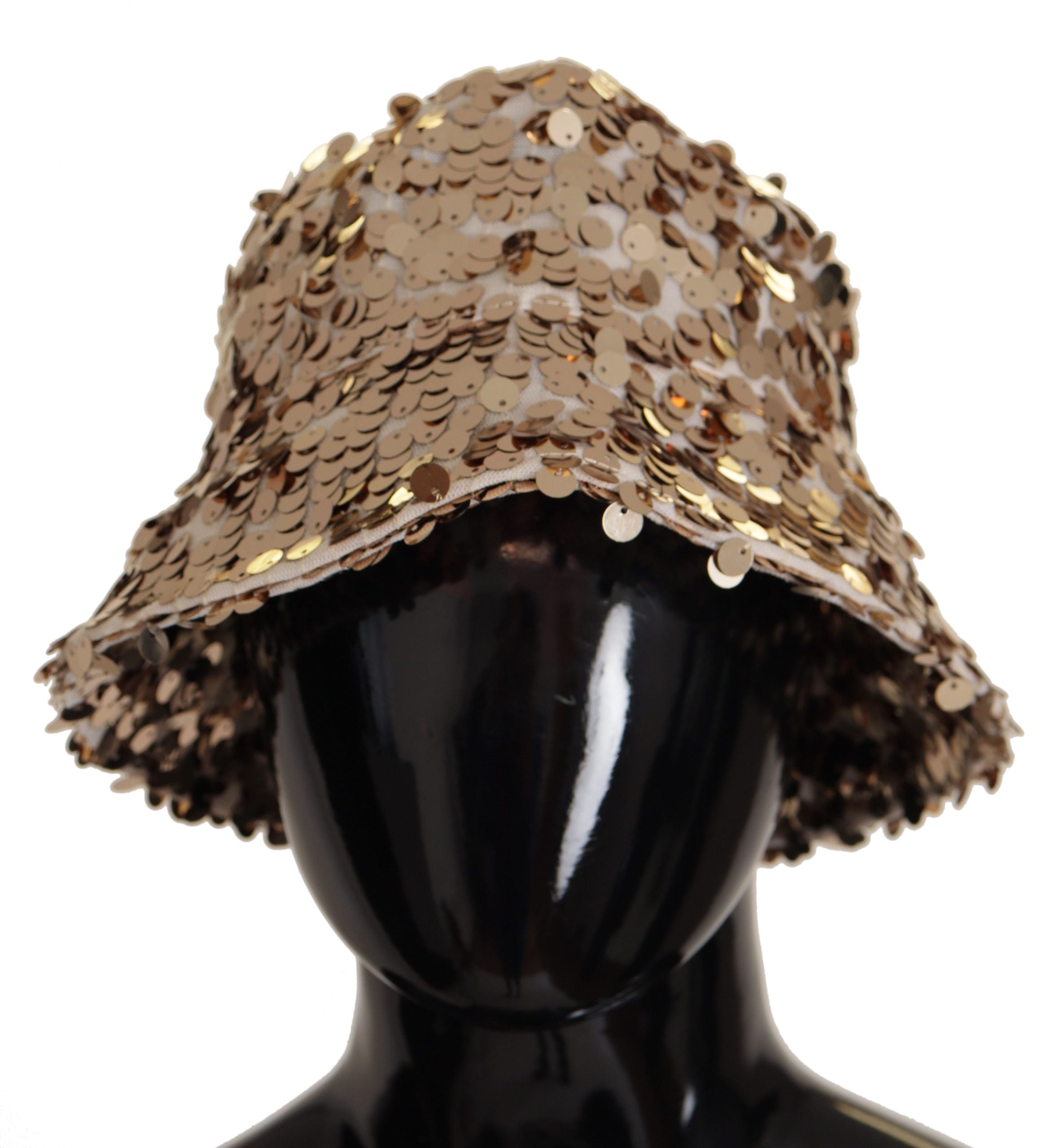 Dolce &amp; Gabbana – Eleganter, mit Pailletten besetzter goldener Fischerhut