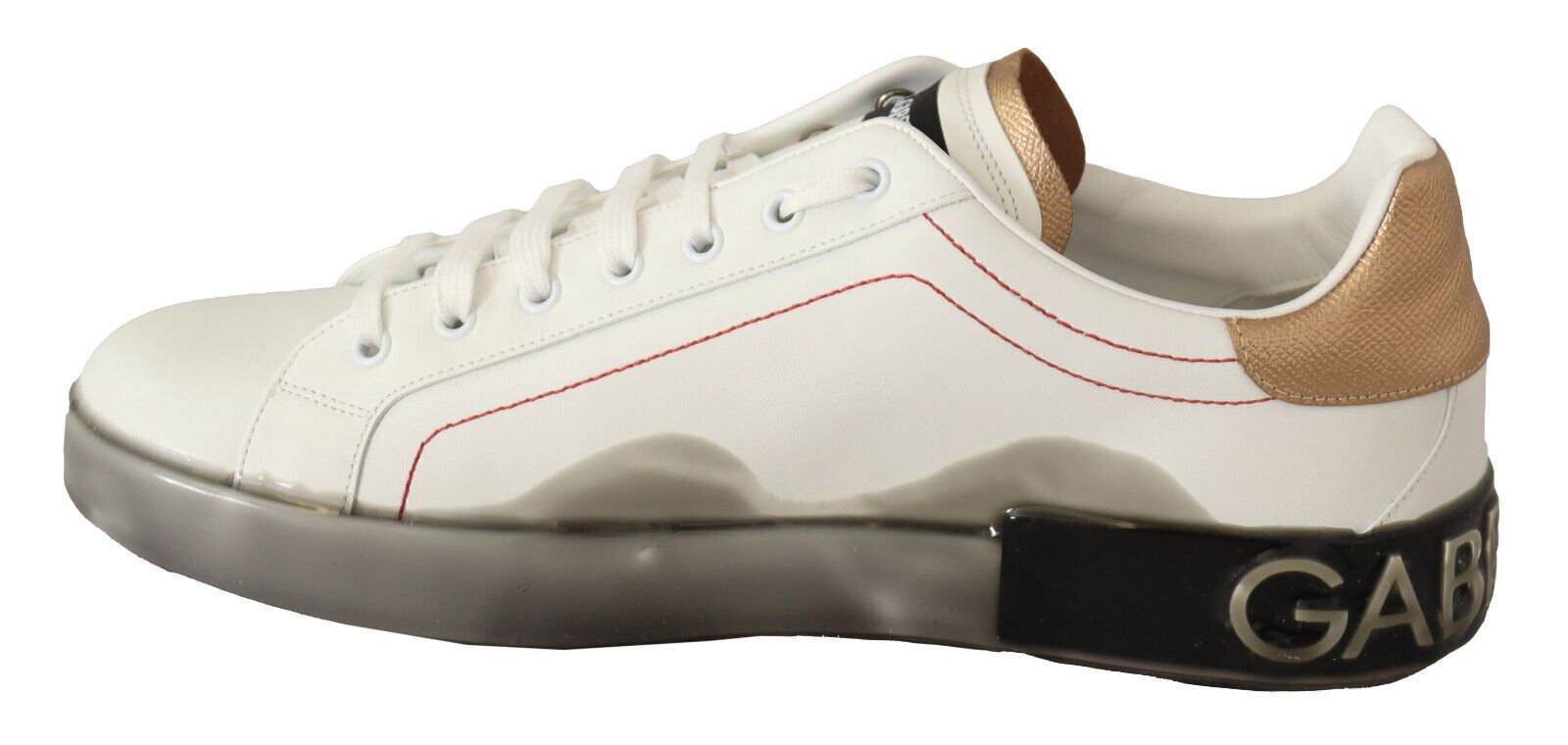 Dolce &amp; Gabbana Elegante Sneakers aus weißem und goldenem Leder