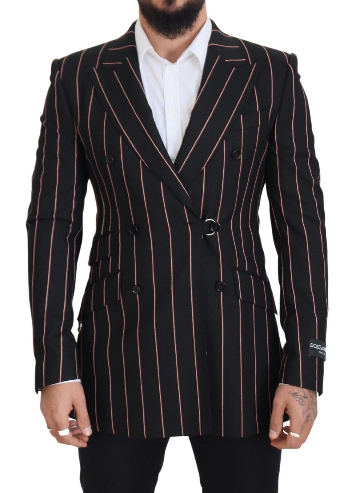 Dolce &amp; Gabbana Eleganter Slim Fit Zweireihiger Schwarzer Blazer