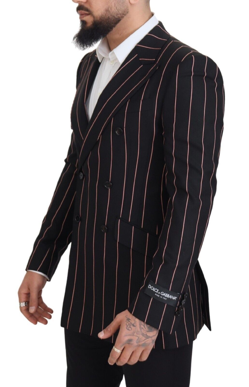 Dolce &amp; Gabbana Eleganter Slim Fit Zweireihiger Schwarzer Blazer