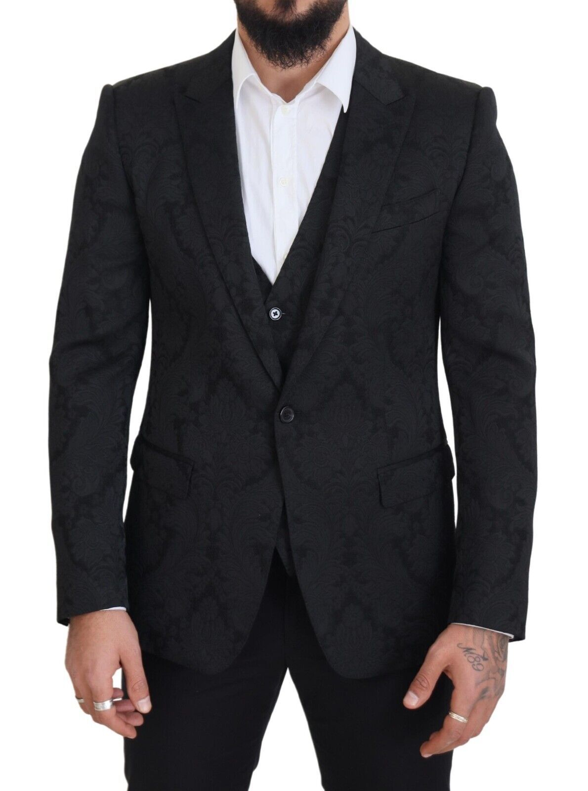 Dolce &amp; Gabbana – Elegantes Ensemble aus schwarzer Martini-Anzugjacke und Weste