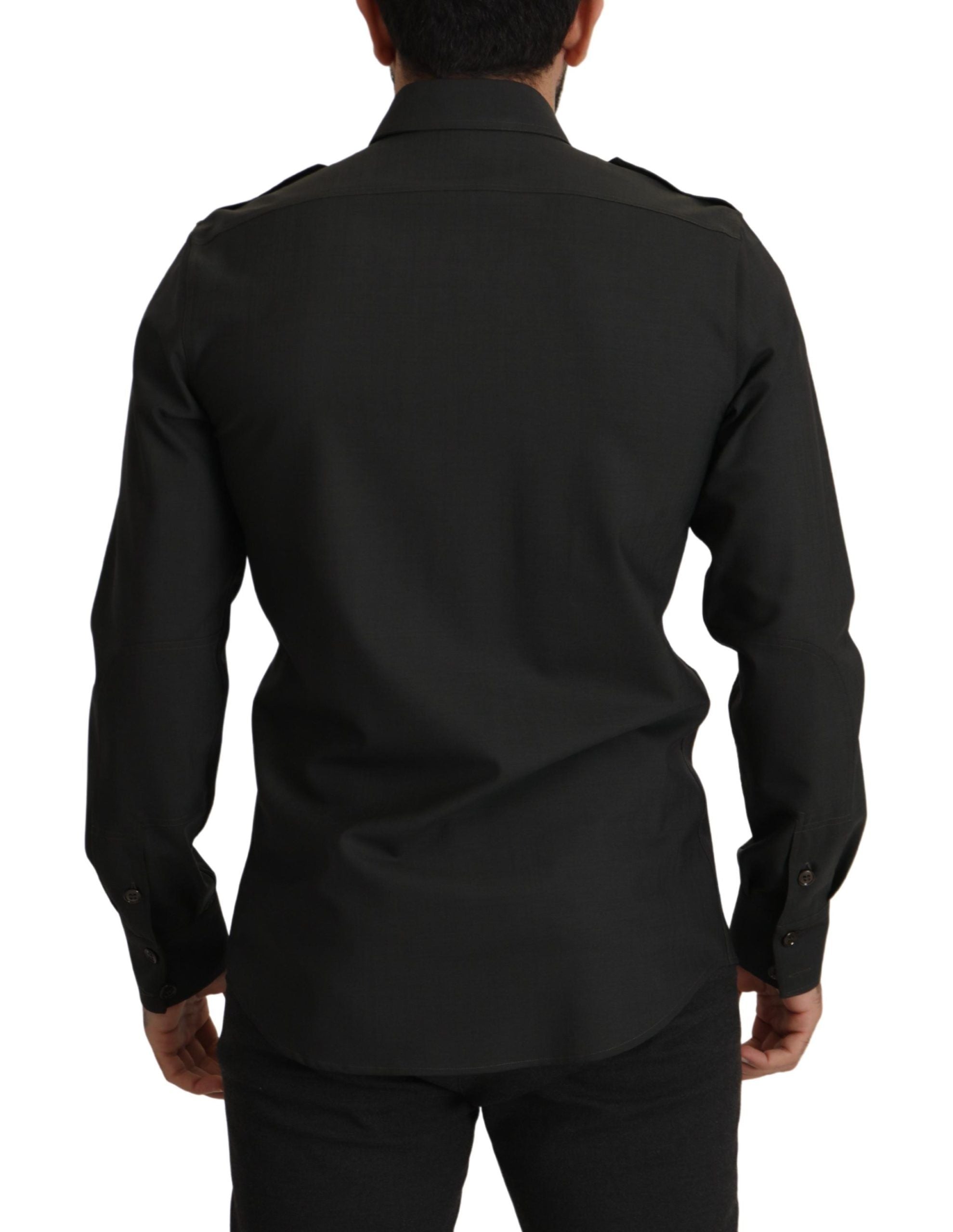 Dolce &amp; Gabbana Elegantes Slim Fit-Hemd aus dunkelgrüner Baumwolle