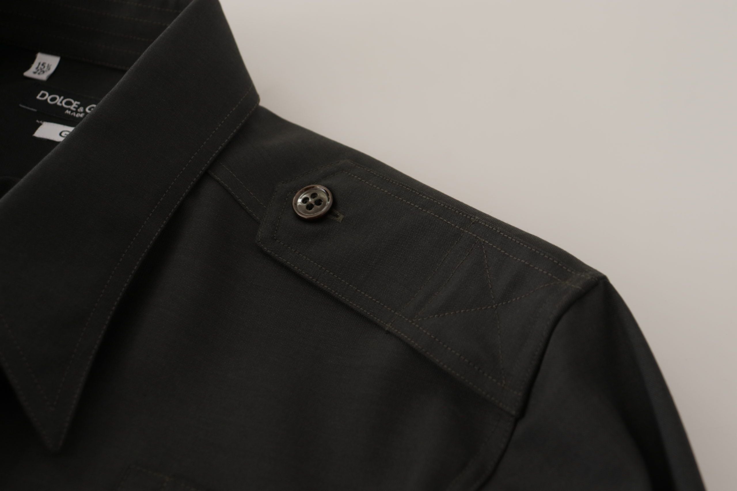 Dolce &amp; Gabbana Elegantes Slim Fit-Hemd aus dunkelgrüner Baumwolle