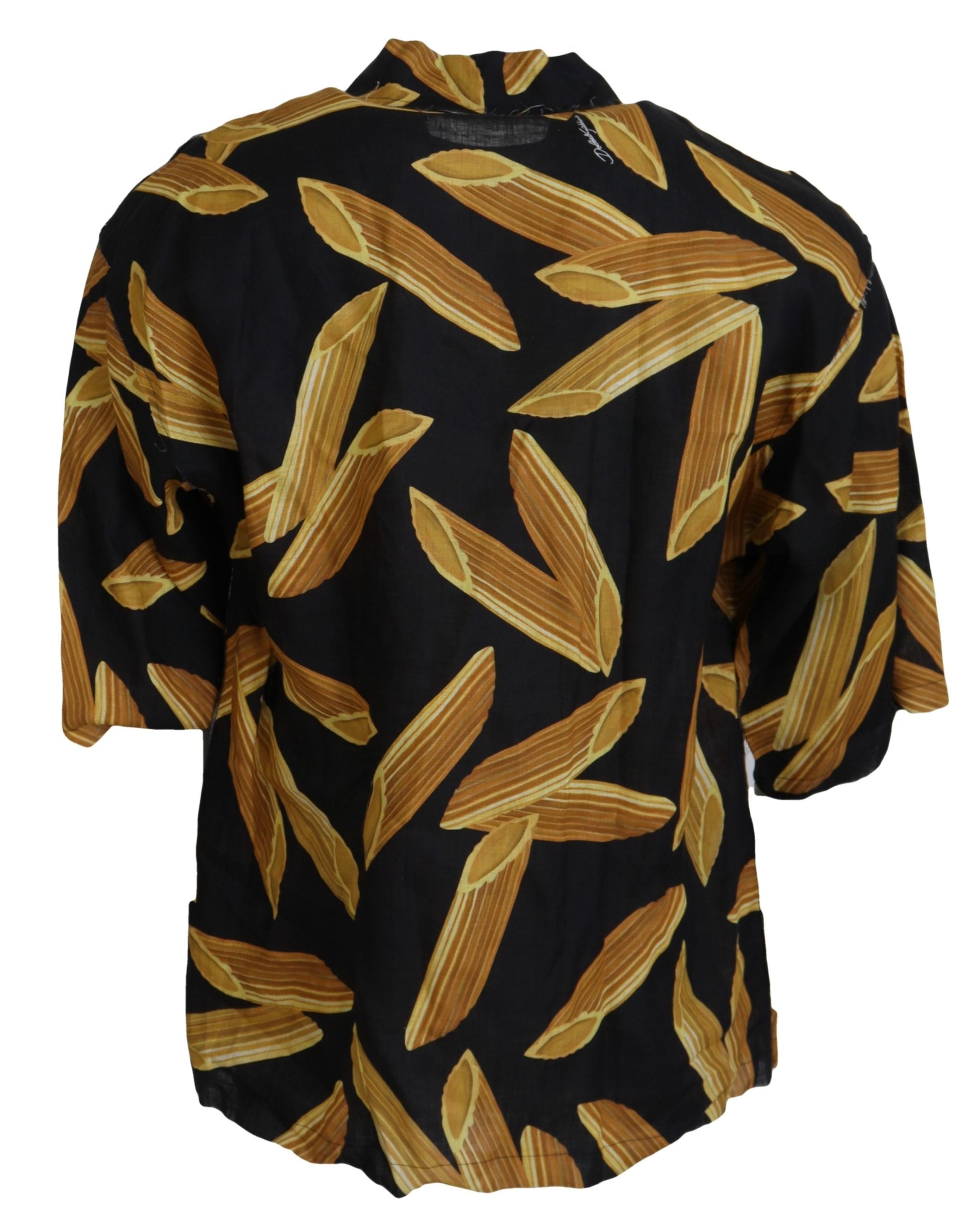 Dolce &amp; Gabbana Schwarzes Leinenhemd mit Penne Rigate-Print