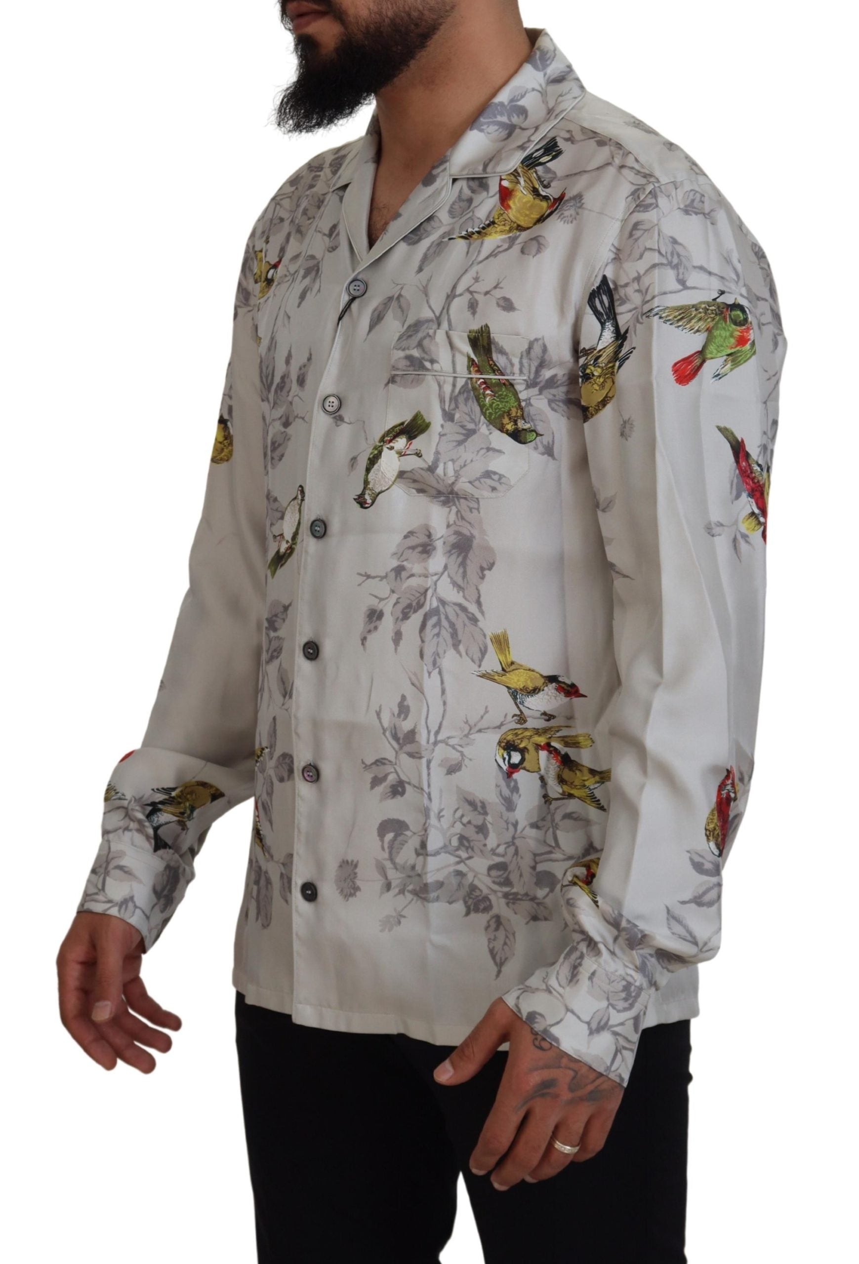 Dolce &amp; Gabbana Elegantes Freizeithemd aus Seide mit Vogelprint