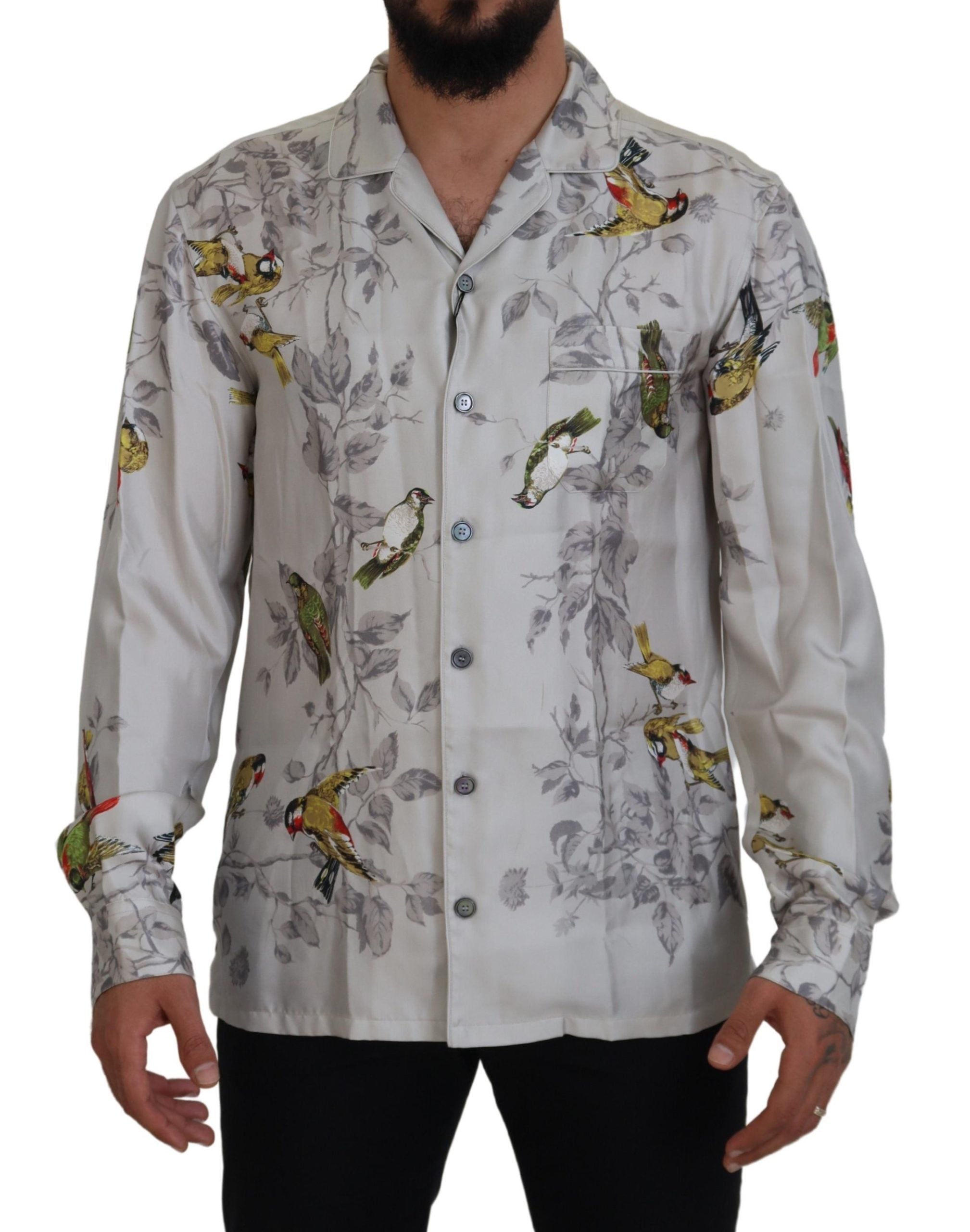 Dolce &amp; Gabbana Elegantes Freizeithemd aus Seide mit Vogelprint