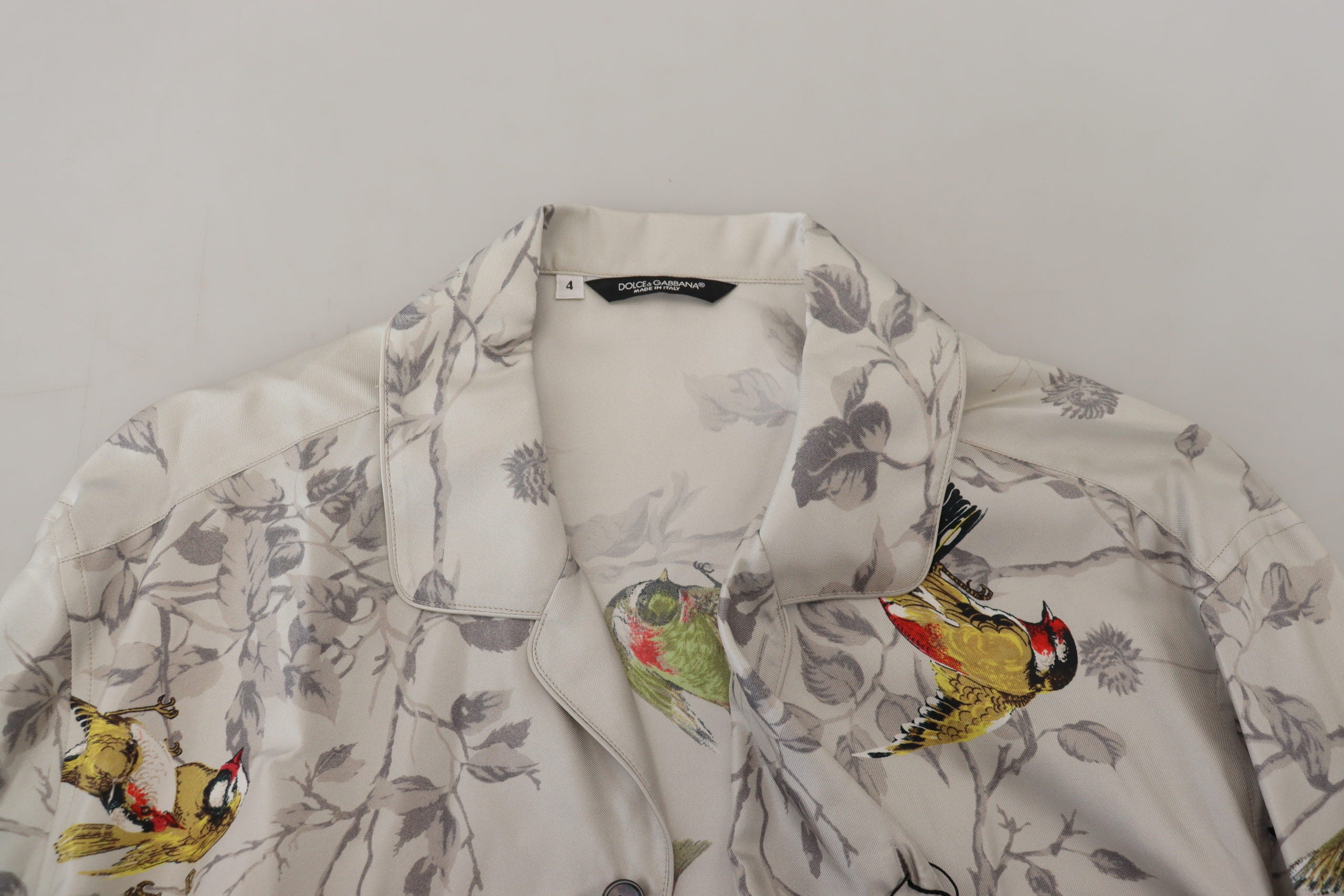 Cămașă elegantă casual din mătase cu imprimeu de păsări Dolce &amp; Gabbana