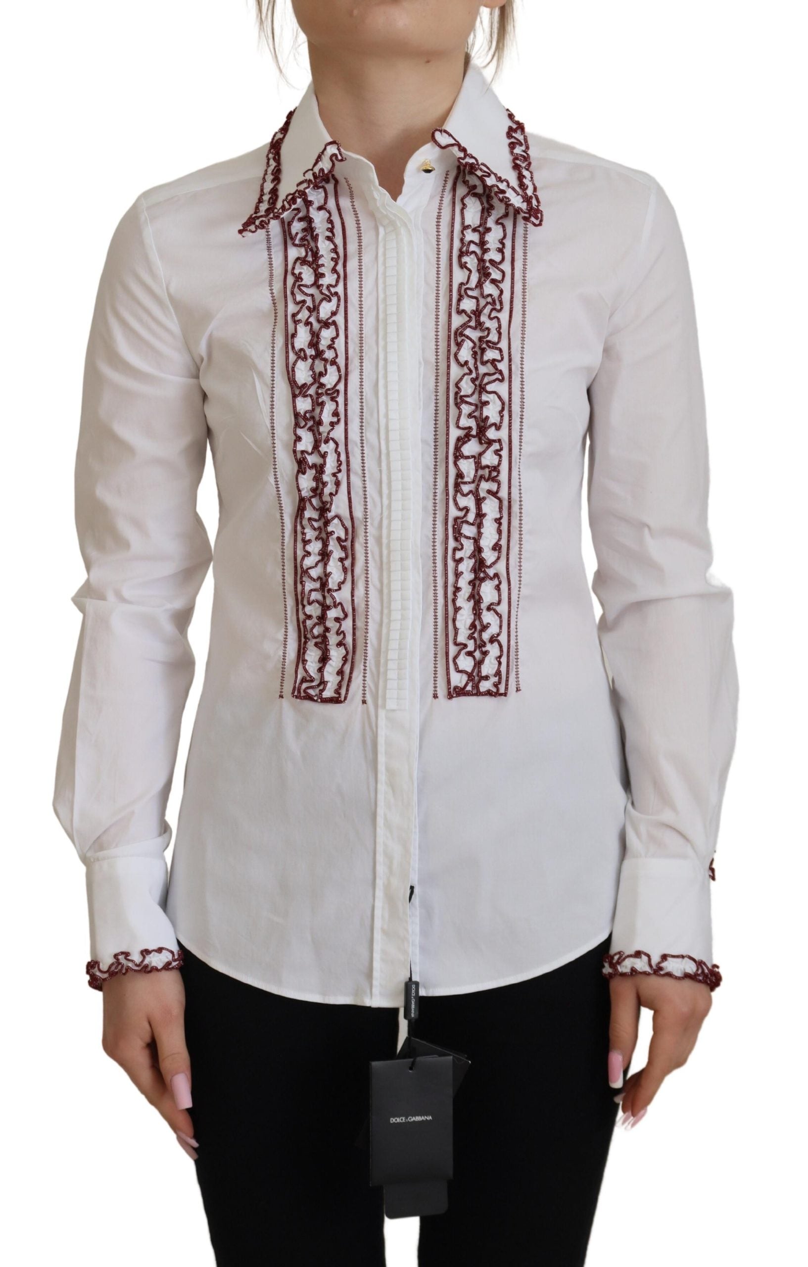 Dolce &amp; Gabbana Bluză polo elegantă din bumbac alb