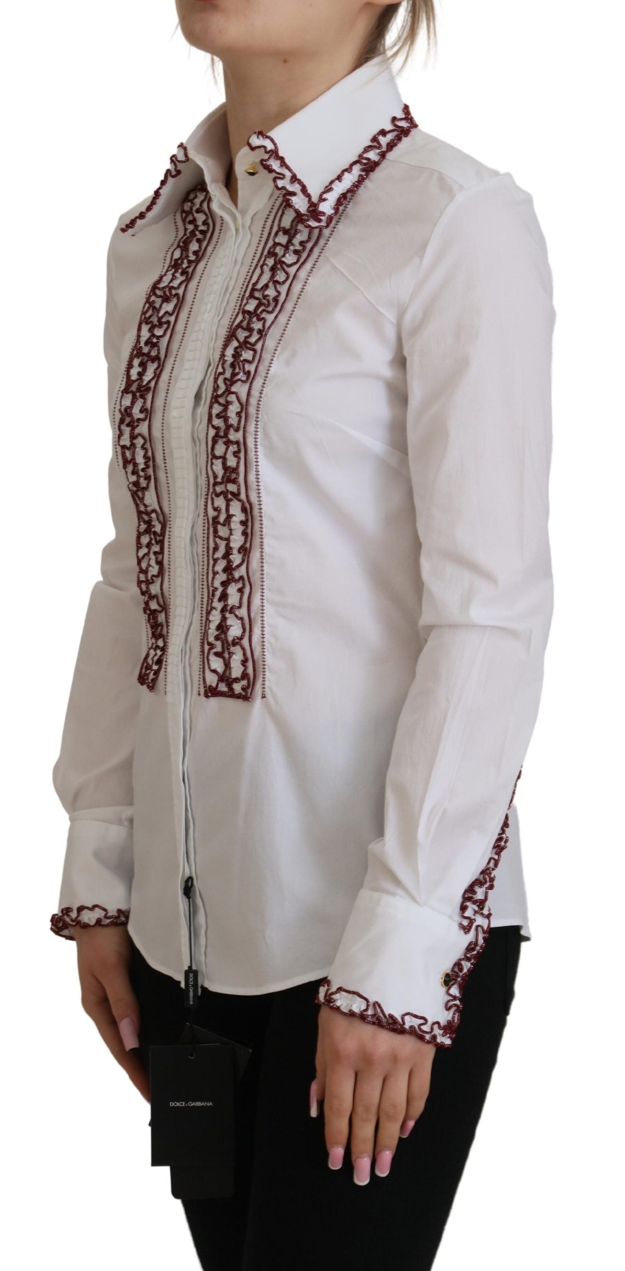 Dolce &amp; Gabbana Bluză polo elegantă din bumbac alb
