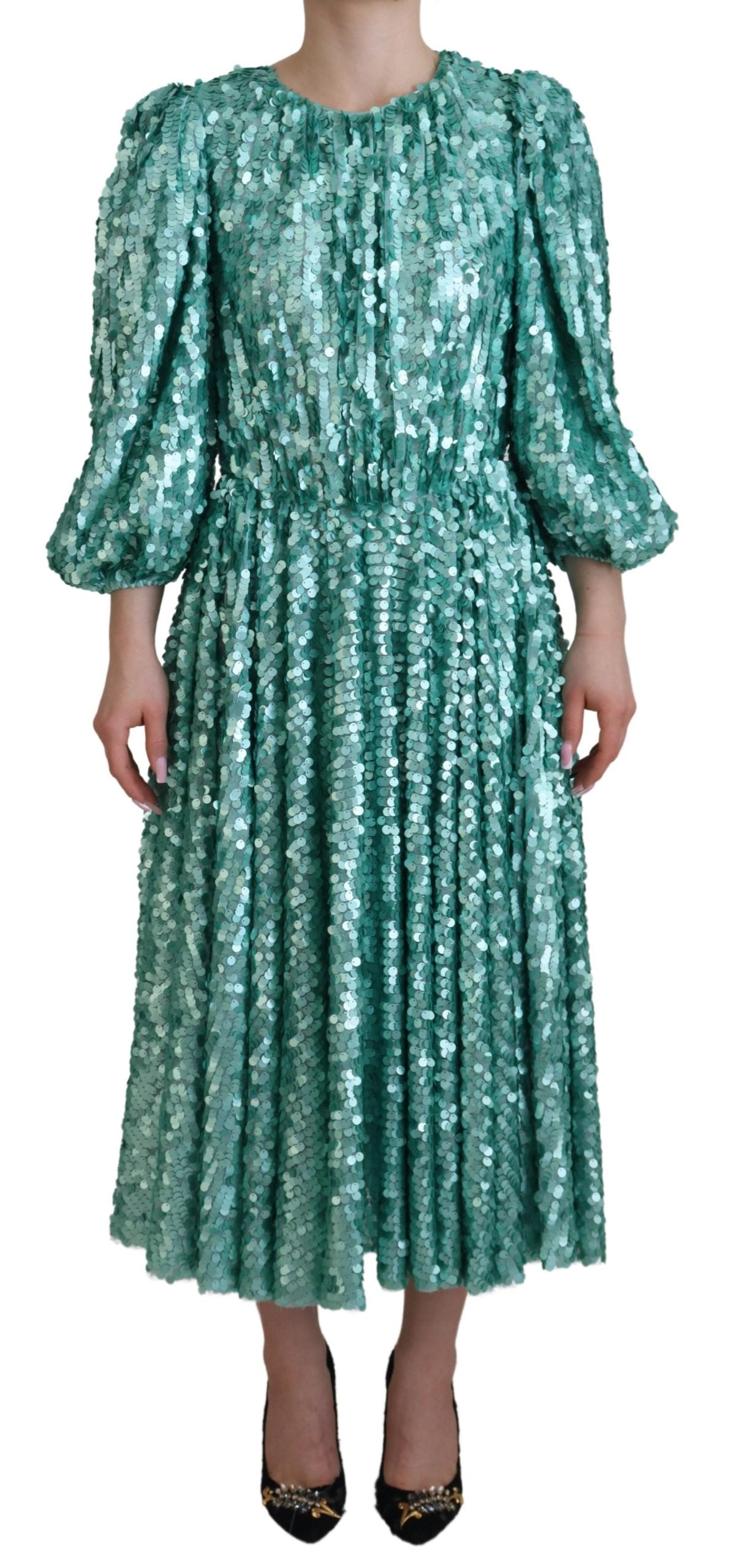 Dolce &amp; Gabbana Elegantes A-Linien-Midikleid mit Pailletten