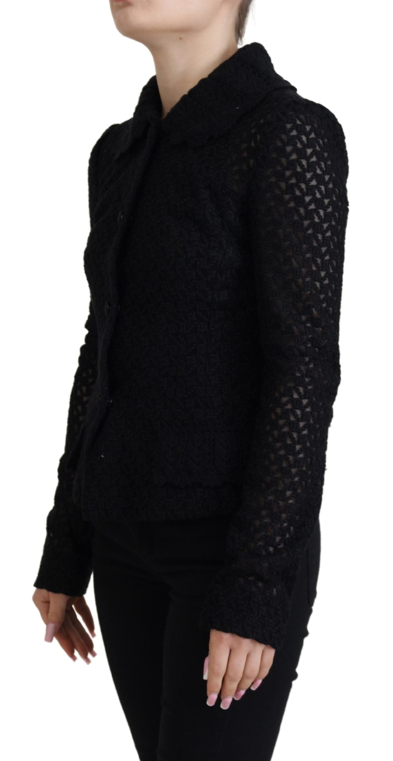 Dolce &amp; Gabbana Elegante schwarze Button-Down-Jacke aus Wollmischung