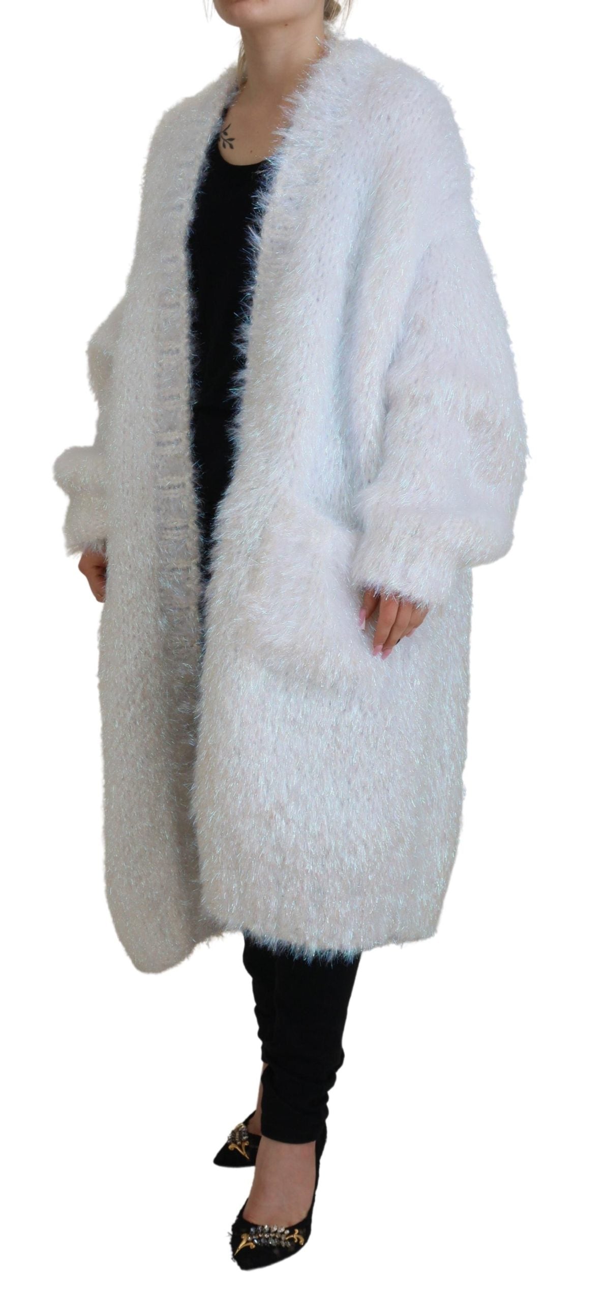 Dolce &amp; Gabbana Elegante weiße Strickjacke mit langen Ärmeln
