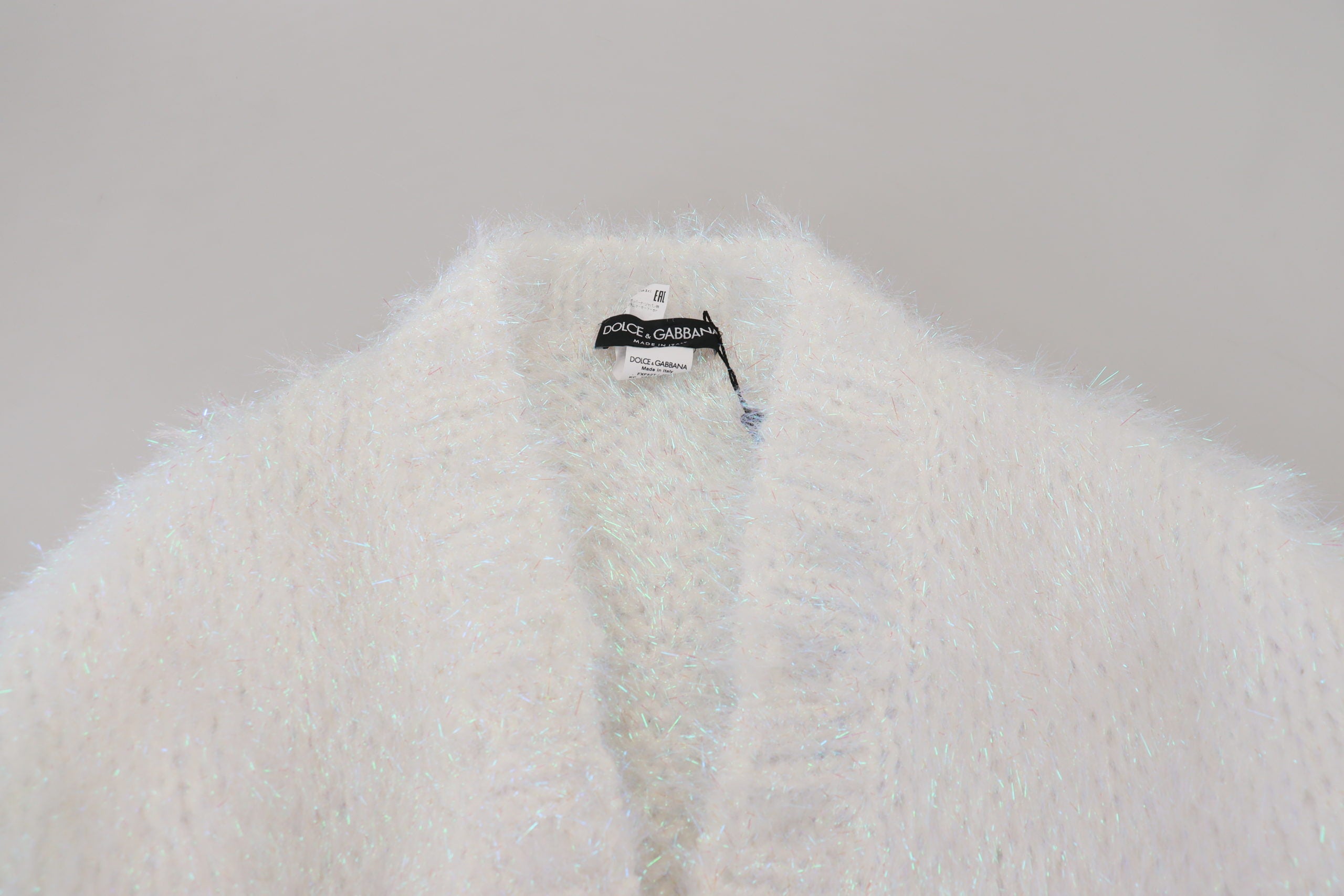 Dolce &amp; Gabbana Elegante weiße Strickjacke mit langen Ärmeln