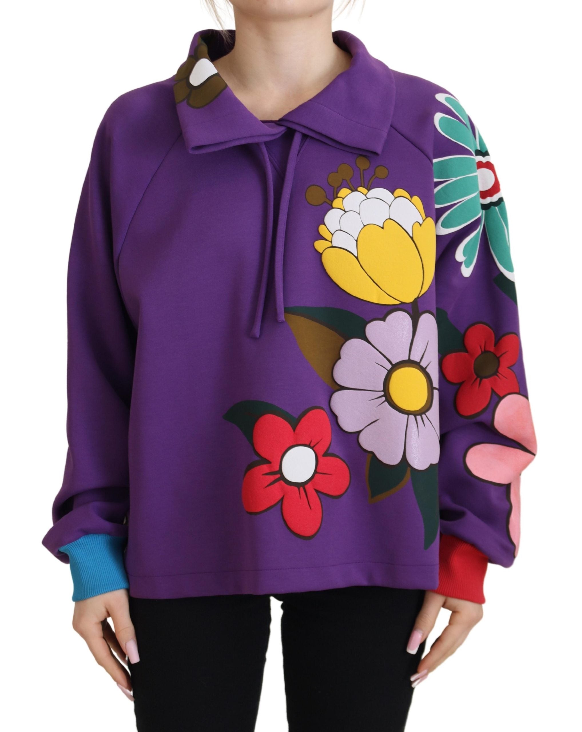 Dolce &amp; Gabbana Eleganter lila Pullover mit Blumenmuster