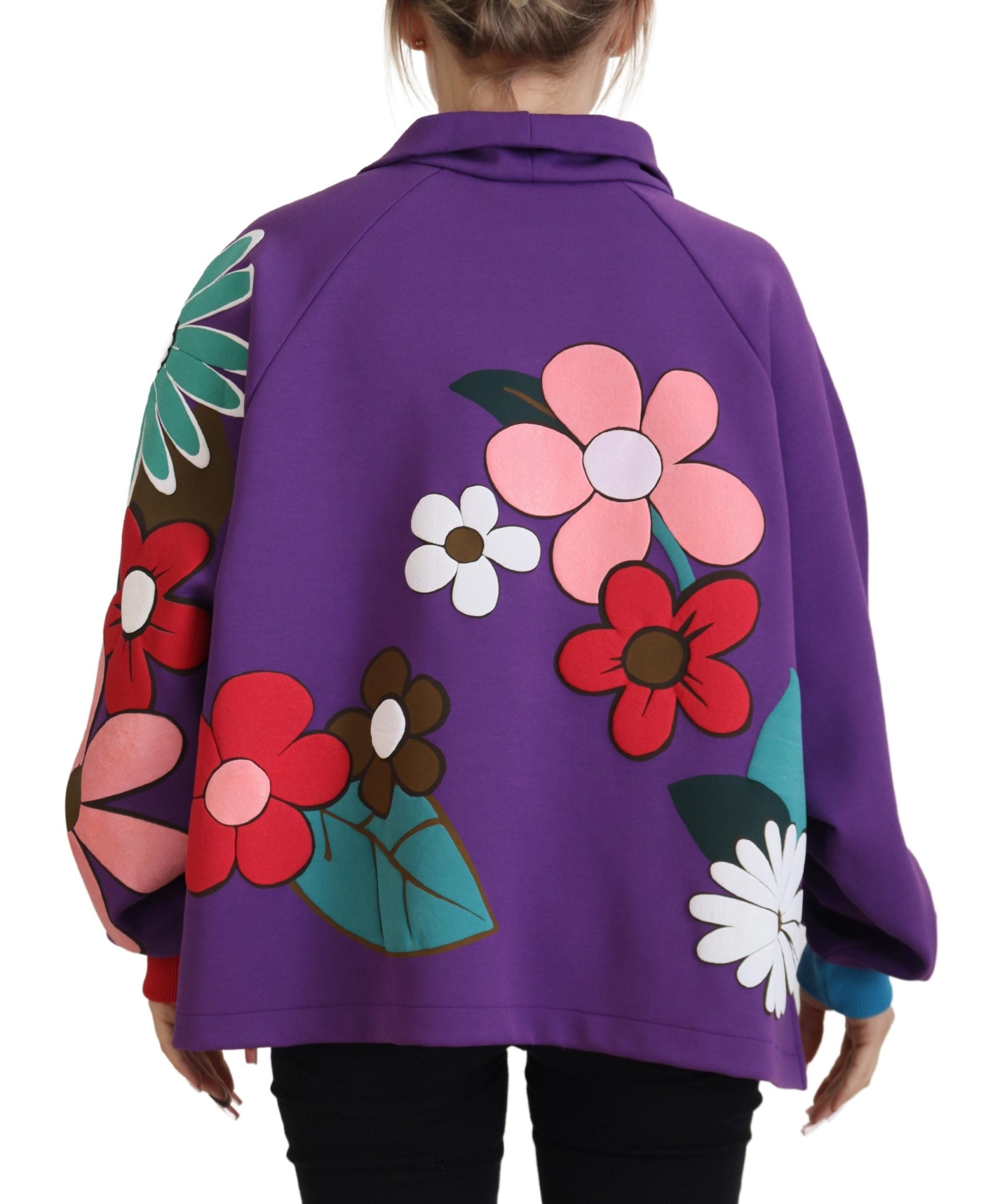 Dolce &amp; Gabbana Eleganter lila Pullover mit Blumenmuster