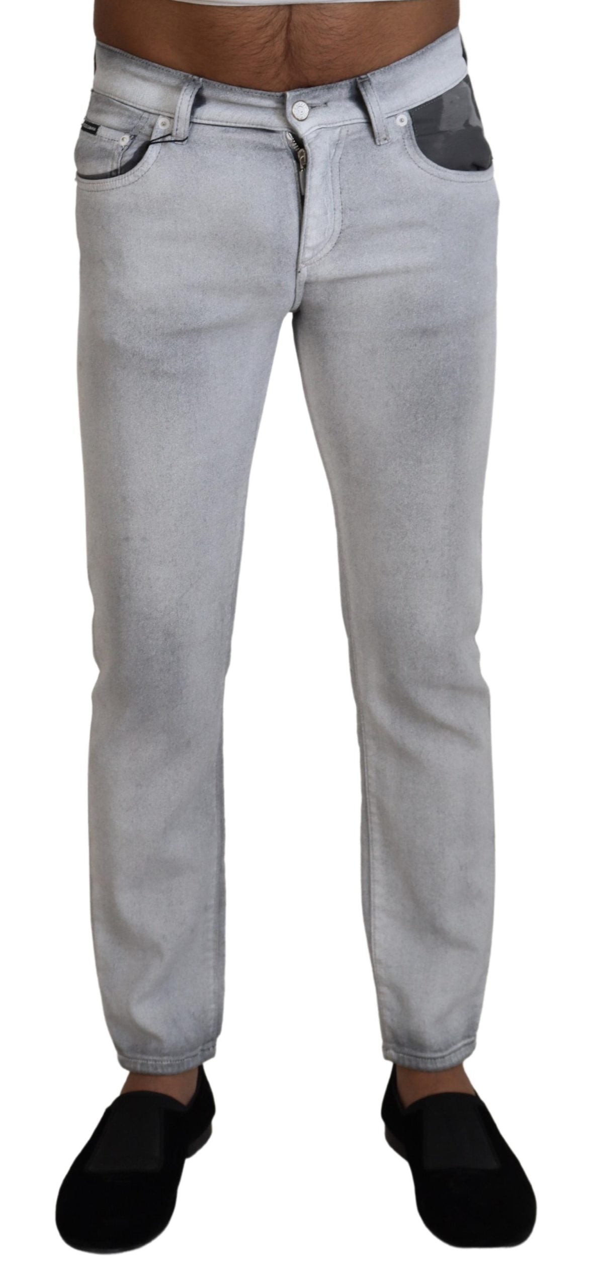 Dolce &amp; Gabbana Elegante Hose aus gewaschener Baumwollmischung in Grau