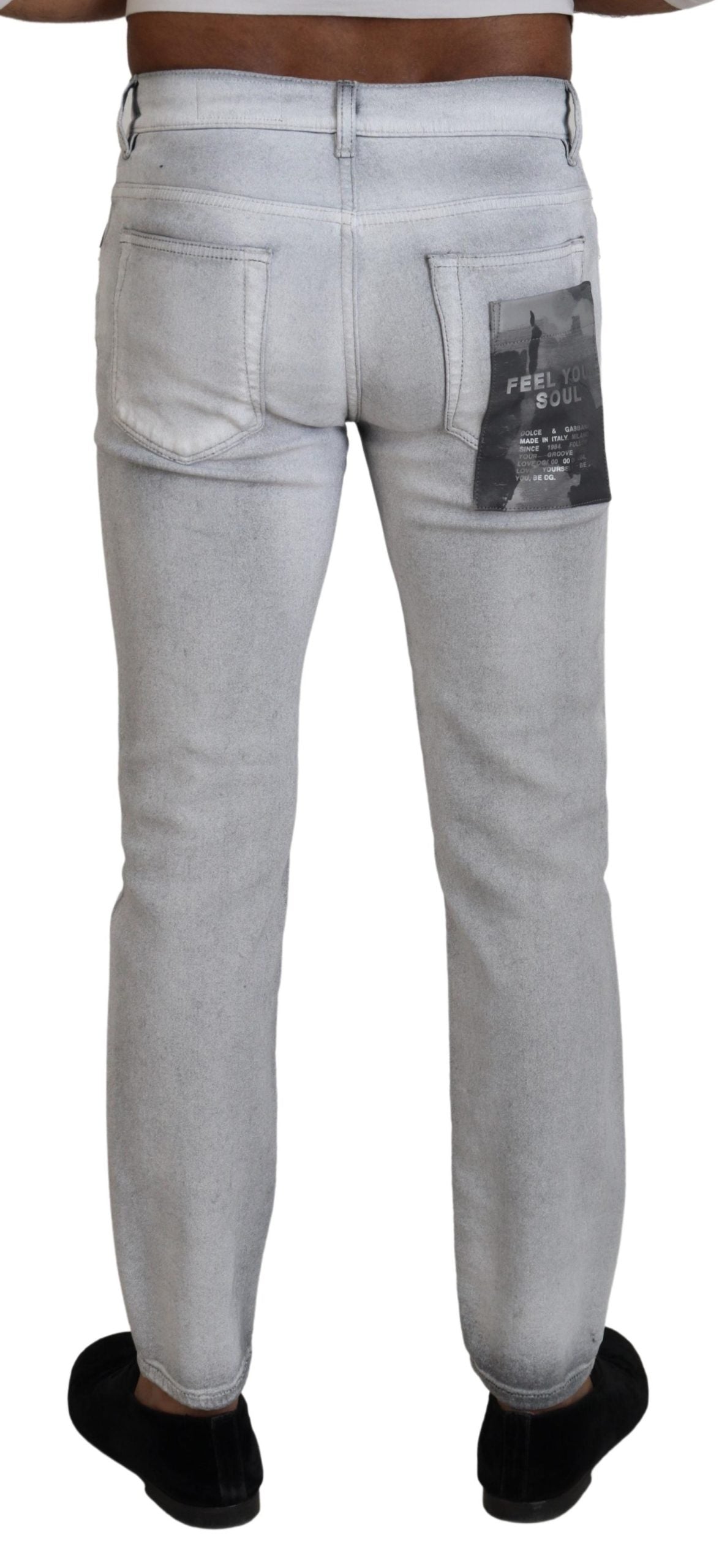 Dolce &amp; Gabbana Elegante Hose aus gewaschener Baumwollmischung in Grau