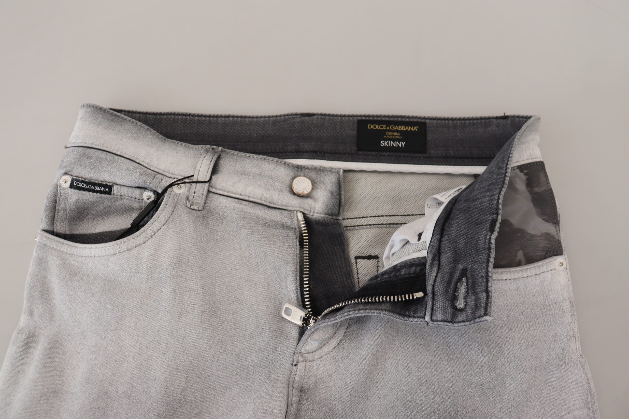 Dolce &amp; Gabbana Elegante Hose aus gewaschener Baumwollmischung in Grau