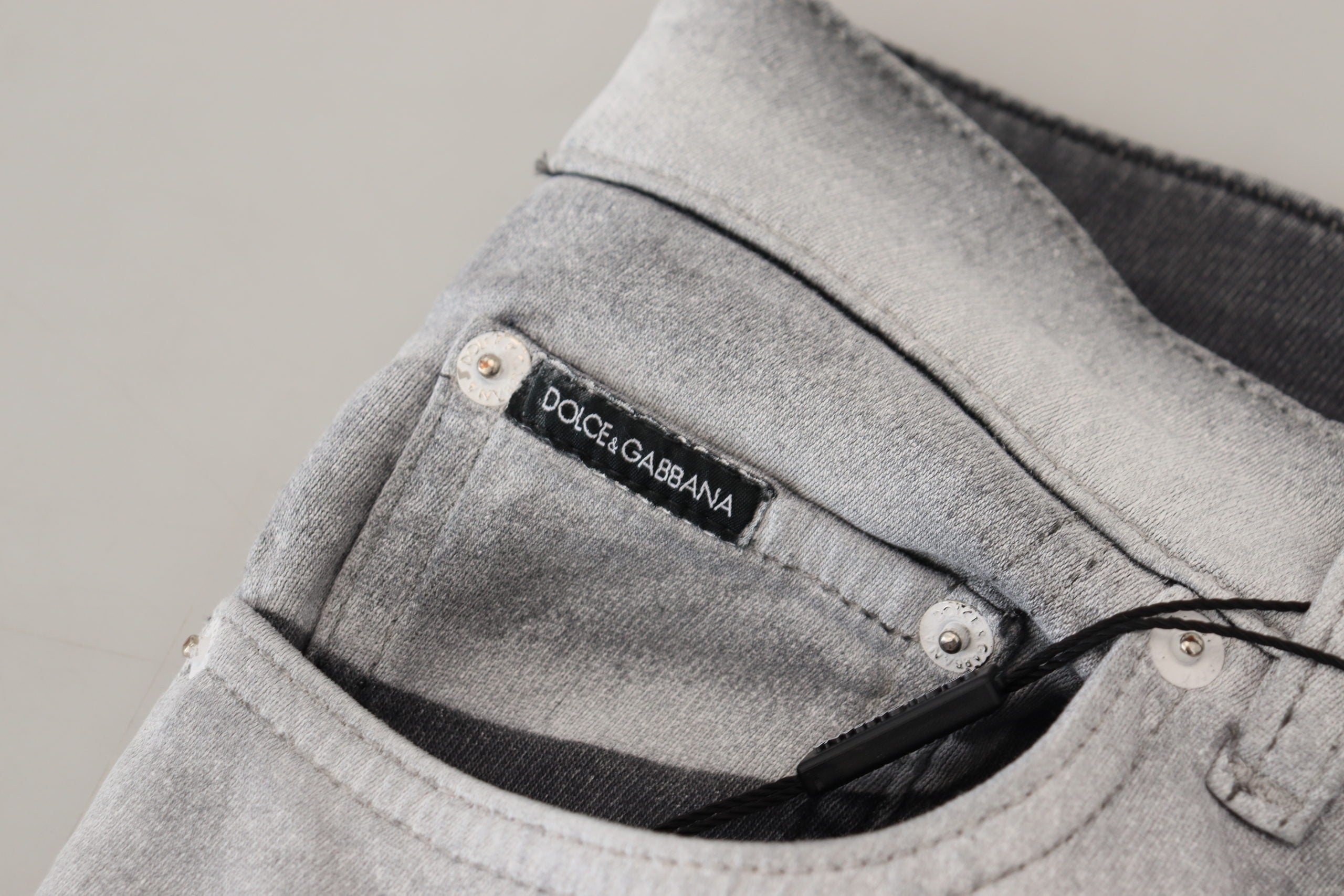 Dolce &amp; Gabbana Elegante Hose aus gewaschener Baumwollmischung in Grau
