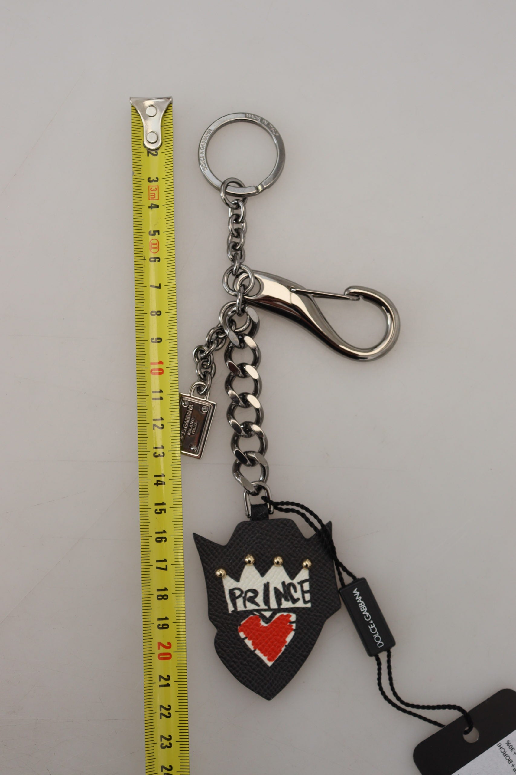 Breloc elegant de designer argintiu și negru Dolce &amp; Gabbana