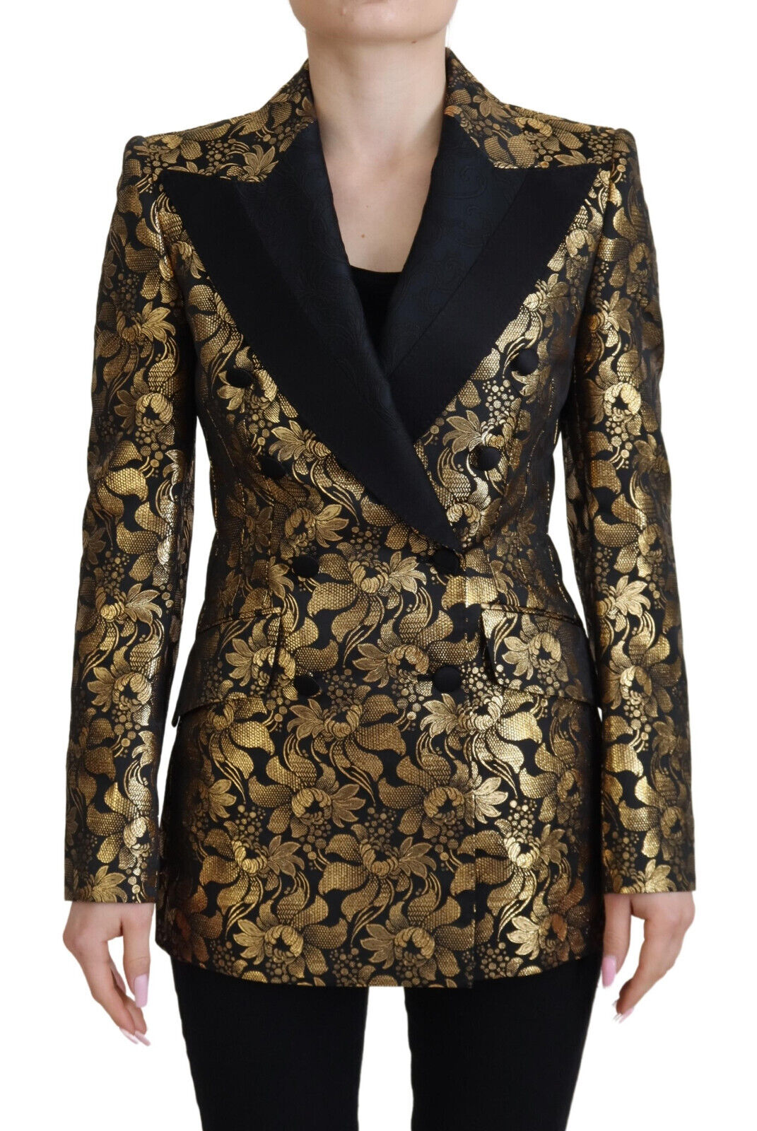 Dolce &amp; Gabbana Elegante schwarz-goldene Blumenjacke