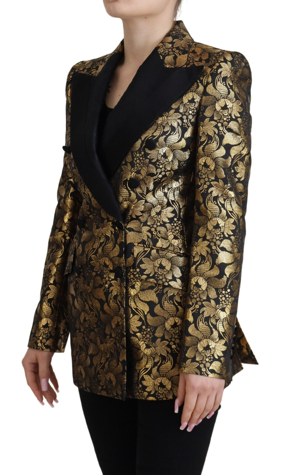 Dolce &amp; Gabbana Elegante schwarz-goldene Blumenjacke