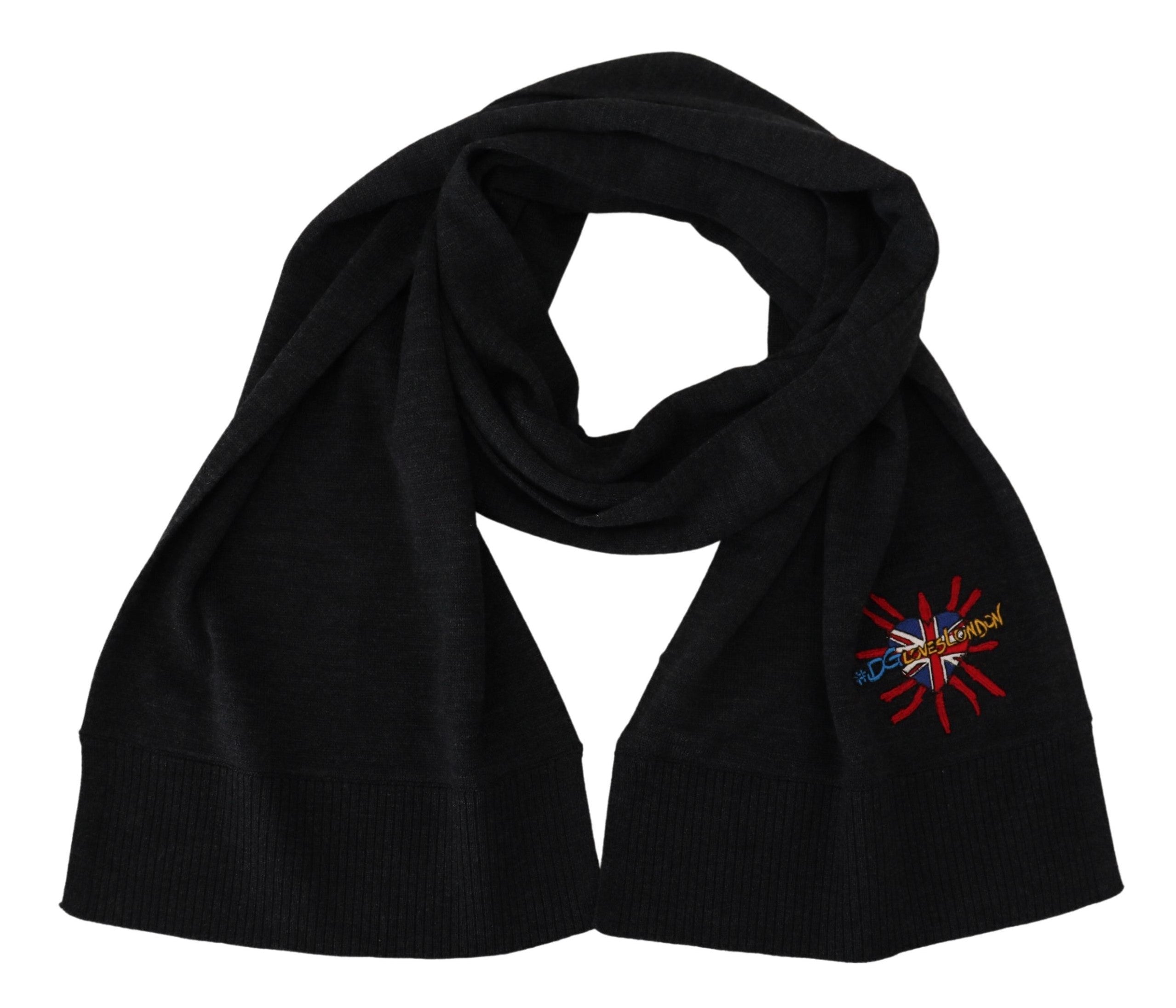 Eșarfă elegantă din lână neagră Dolce &amp; Gabbana