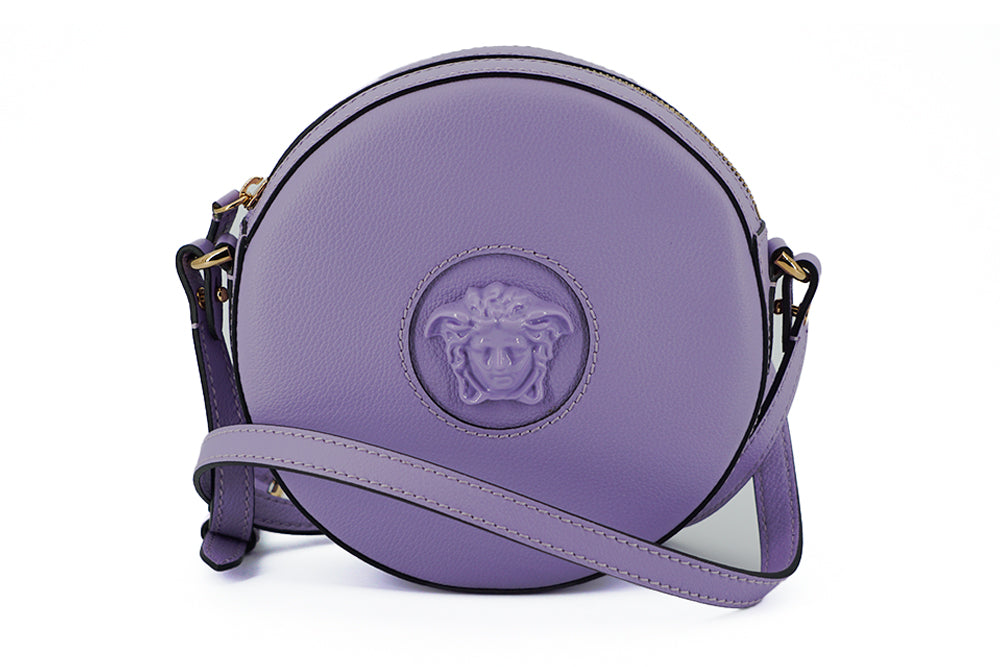 Versace Elegante, runde Umhängetasche in Lila