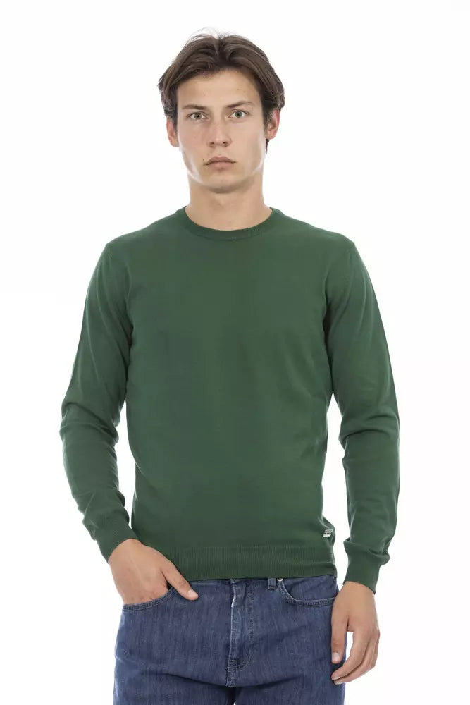 Baldinini Trend Grüner Herrenpullover aus Baumwolle