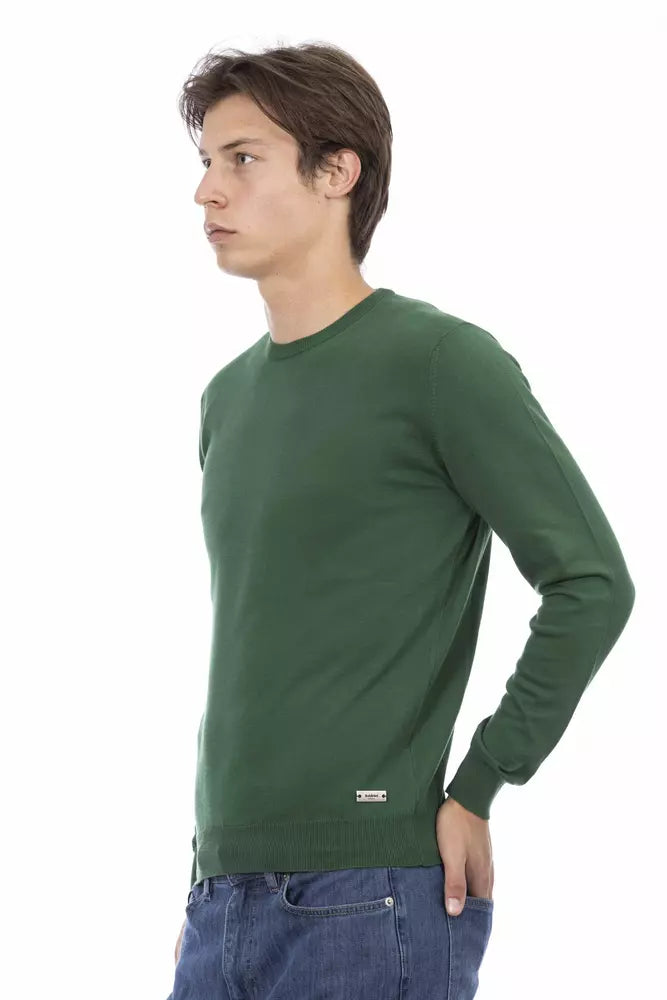 Baldinini Trend Grüner Herrenpullover aus Baumwolle