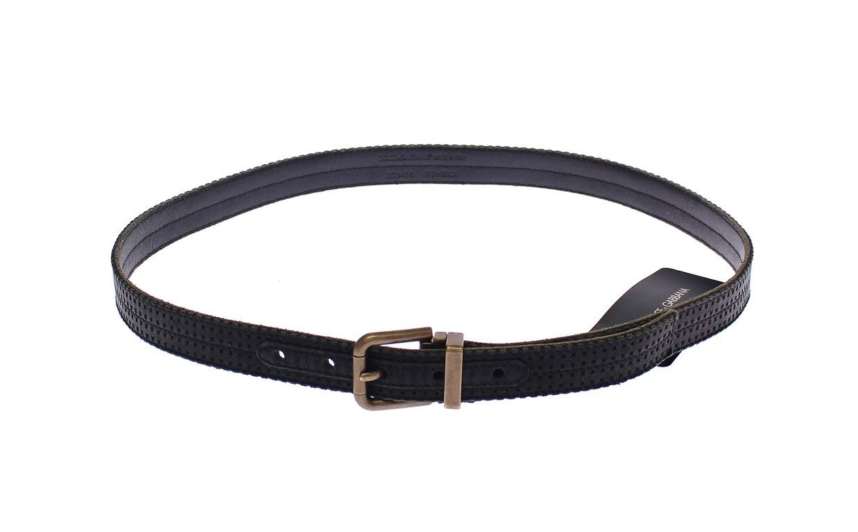 Dolce &amp; Gabbana Eleganter blauer Herrengürtel aus Leder-Baumwollmischung