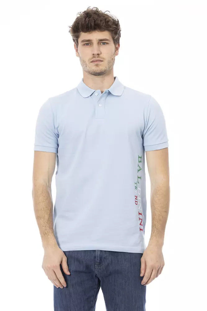 Baldinini Trend Hellblaues Herrenpolo aus Baumwolle