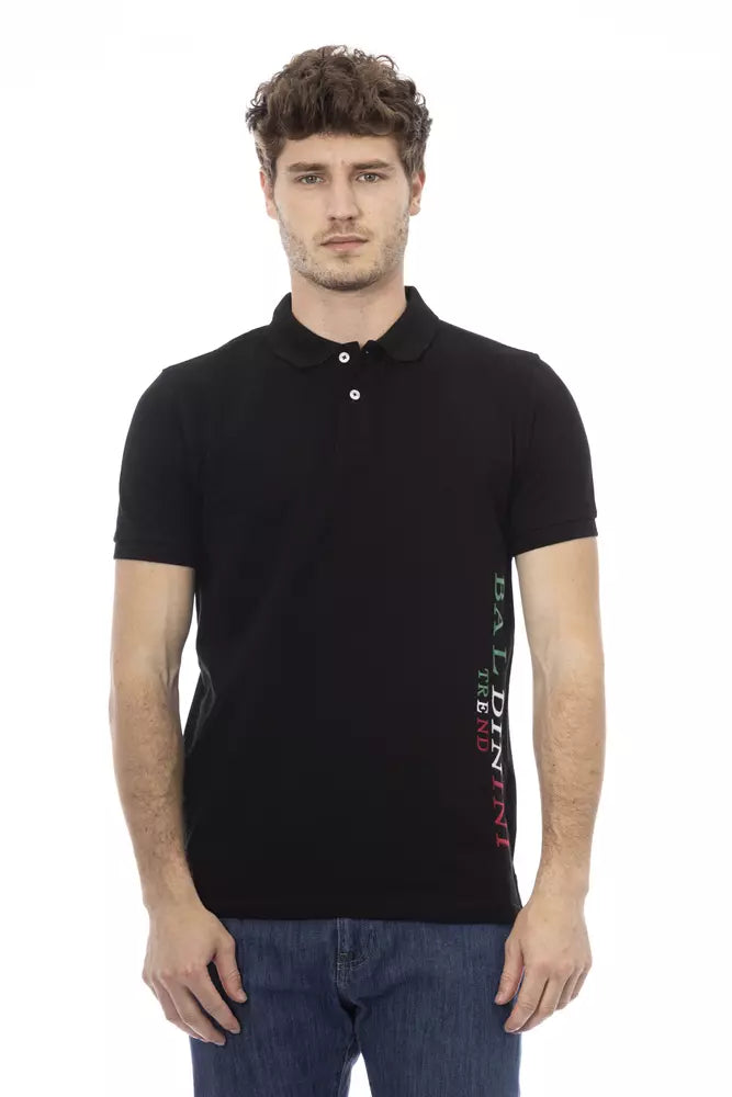 Baldinini Trend Schwarzes Herren-Poloshirt aus Baumwolle