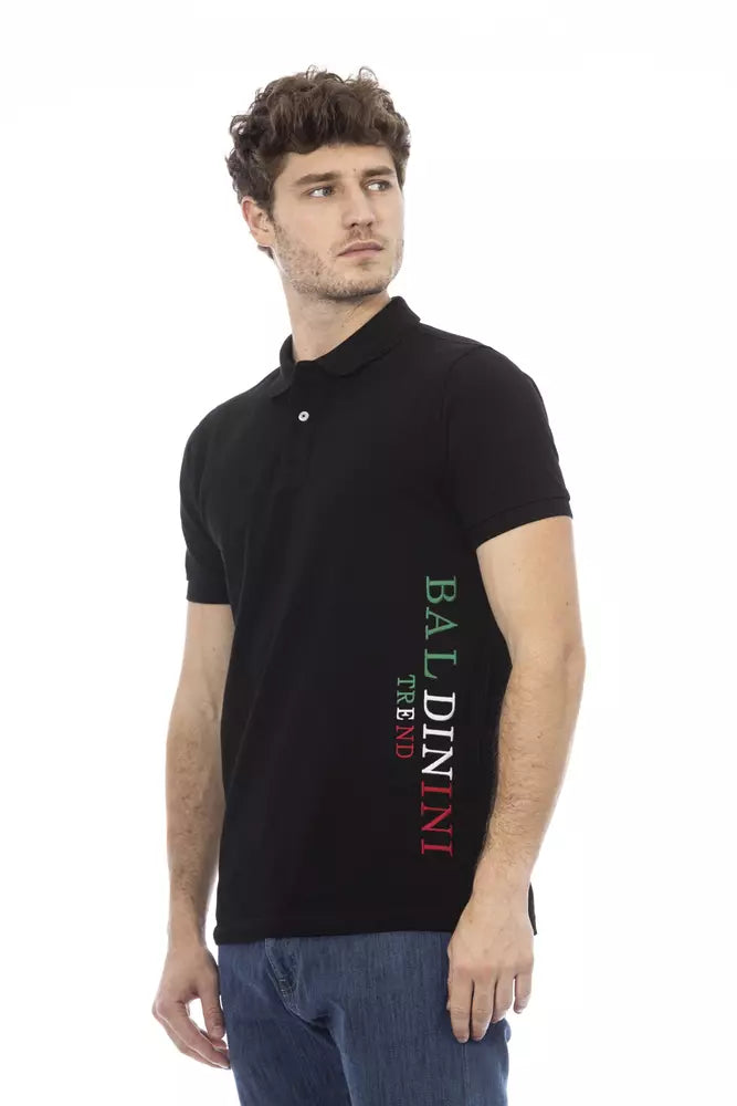 Baldinini Trend Schwarzes Herren-Poloshirt aus Baumwolle