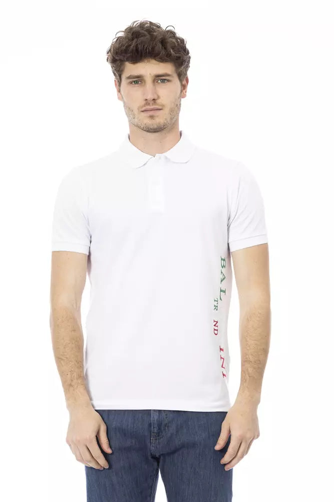 Tricou polo Baldinini Trend alb din bumbac pentru bărbați