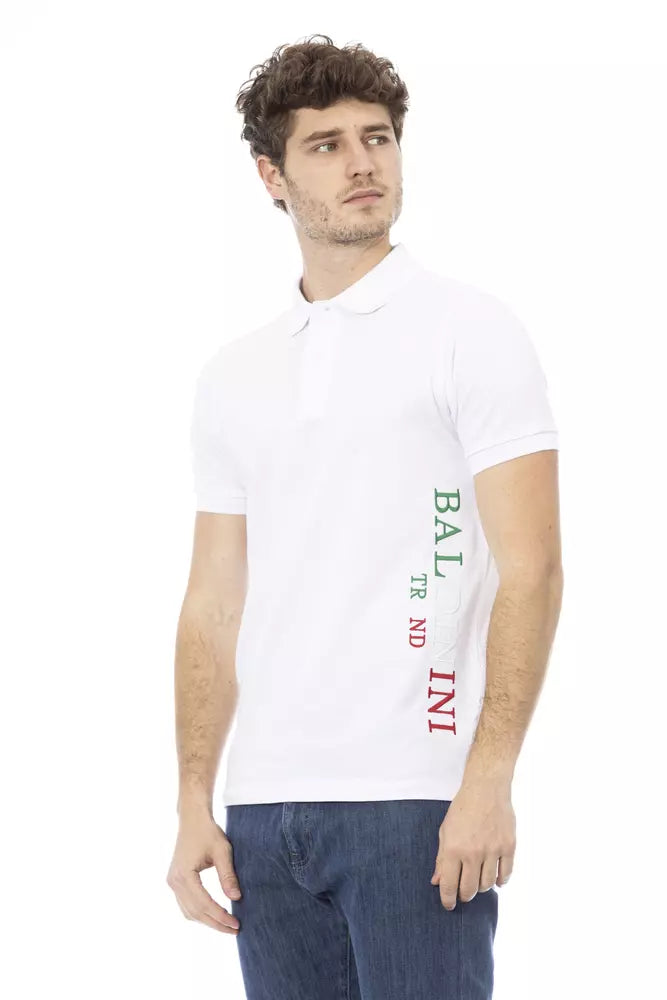 Tricou polo Baldinini Trend alb din bumbac pentru bărbați