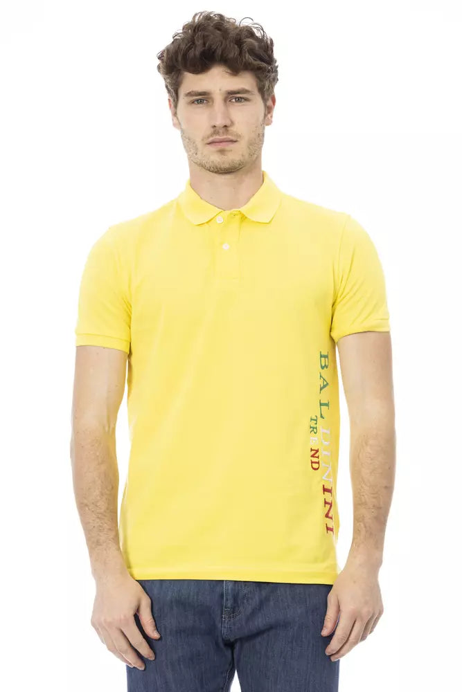 Tricou polo pentru bărbați Baldinini Trend galben din bumbac