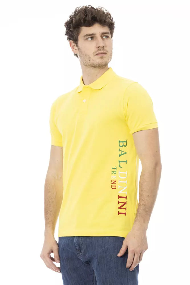 Tricou polo pentru bărbați Baldinini Trend galben din bumbac