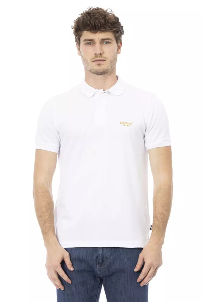 Tricou polo Baldinini Trend alb din bumbac pentru bărbați